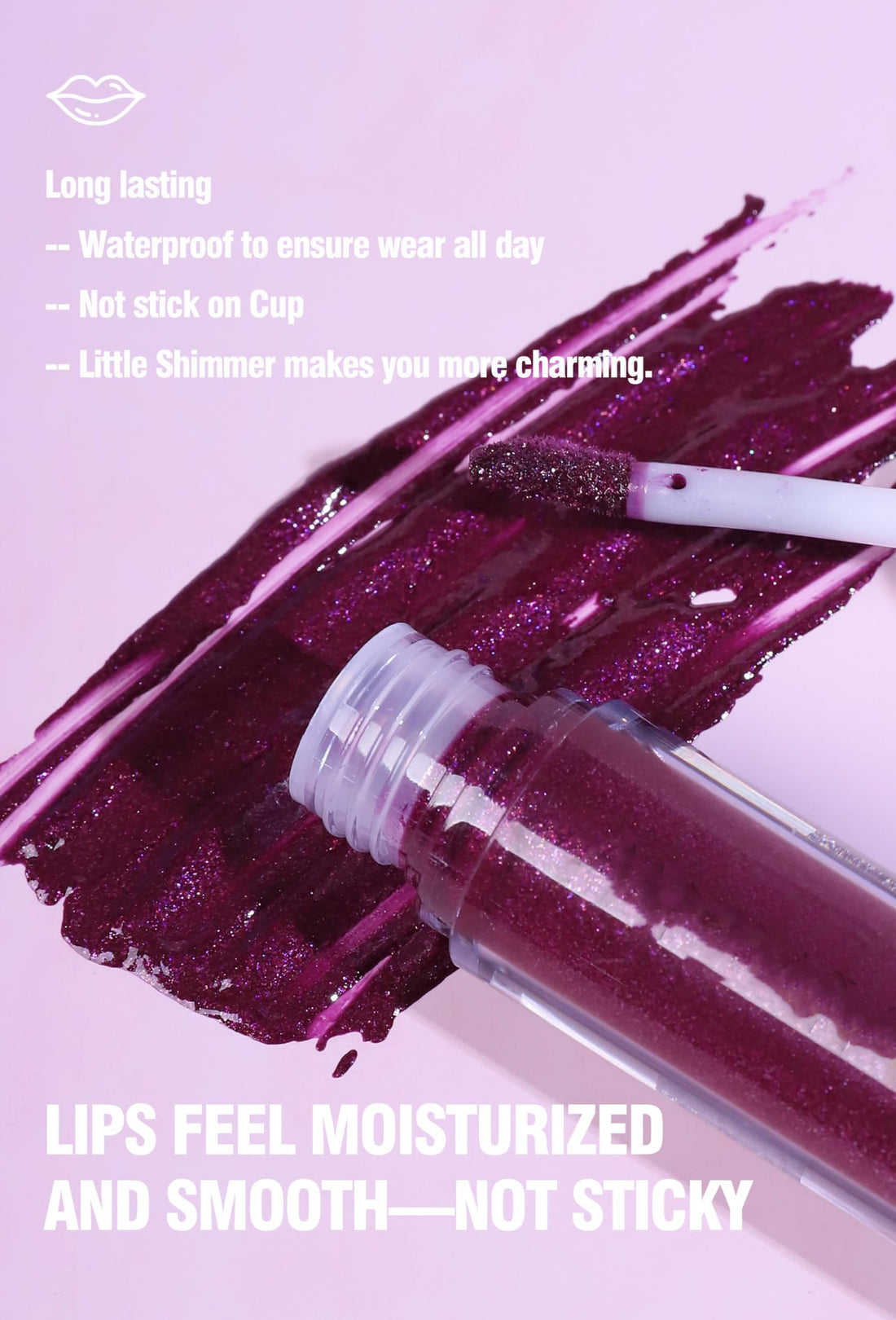Easilydays Glitter Liquid Lip Gloss, Shimmer Matte Lip Gloss, Diamond Shiny Waterproof Lipstick, Sparkly Glossy Glitter for Lips, Eyes, Cheeks, Lip Tint Glitter Glaze Lip Gloss for Girls (#01)