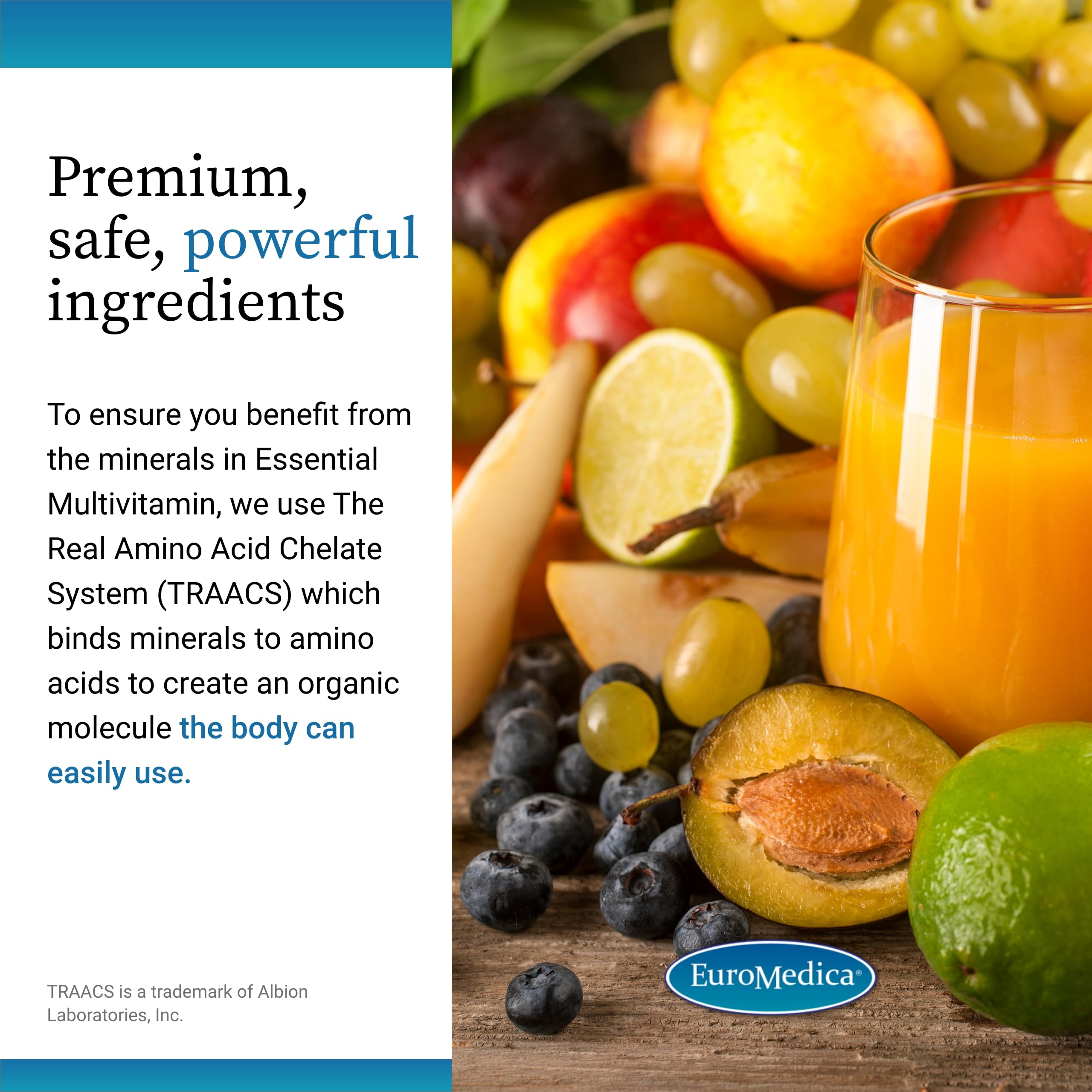 Euromedica Essential Multivitamin - Dietary Supplement to Aid Bone, Cardiovascular & Immune Health - Supplement with Chelated Minerals, B-Vitamins & Vitamin C - 60 Tablets