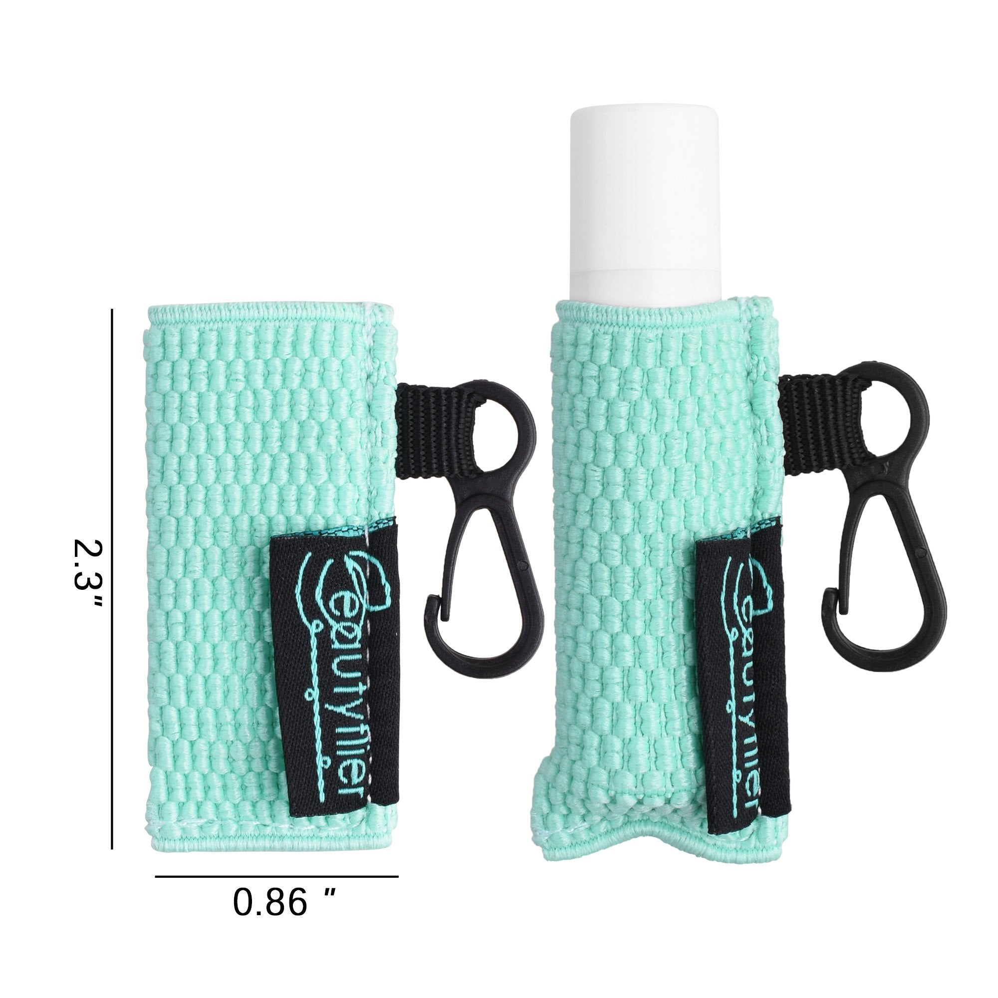 Beautyflier Clip-on Sleeve Chapstick Pouch Keychain Lipstick Holder Elastic Lip Balm Holster Travel Accessories (Black/Hot Pink/Purple/Robin Egg Blue/Pink)