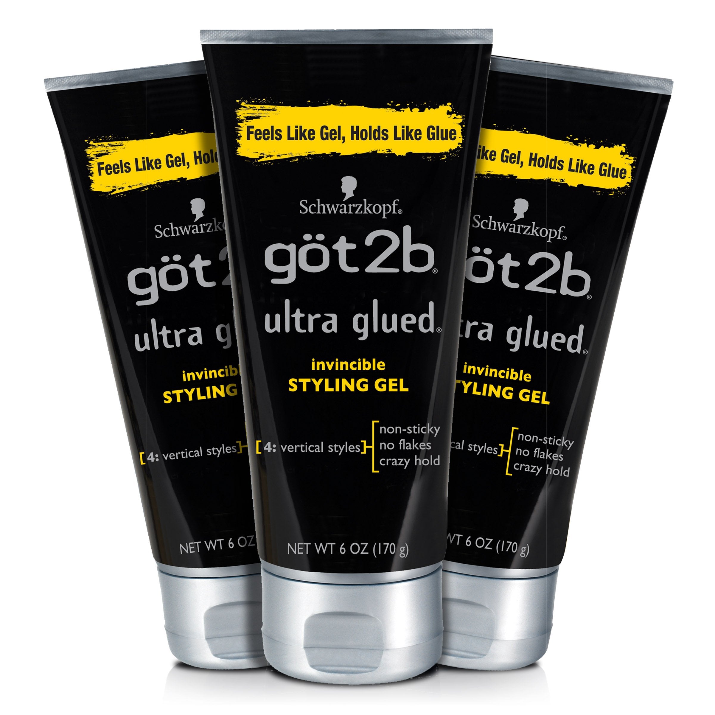 Got2b Ultra Glued Invincible Styling Hair Gel, 6 oz (Count of 3)