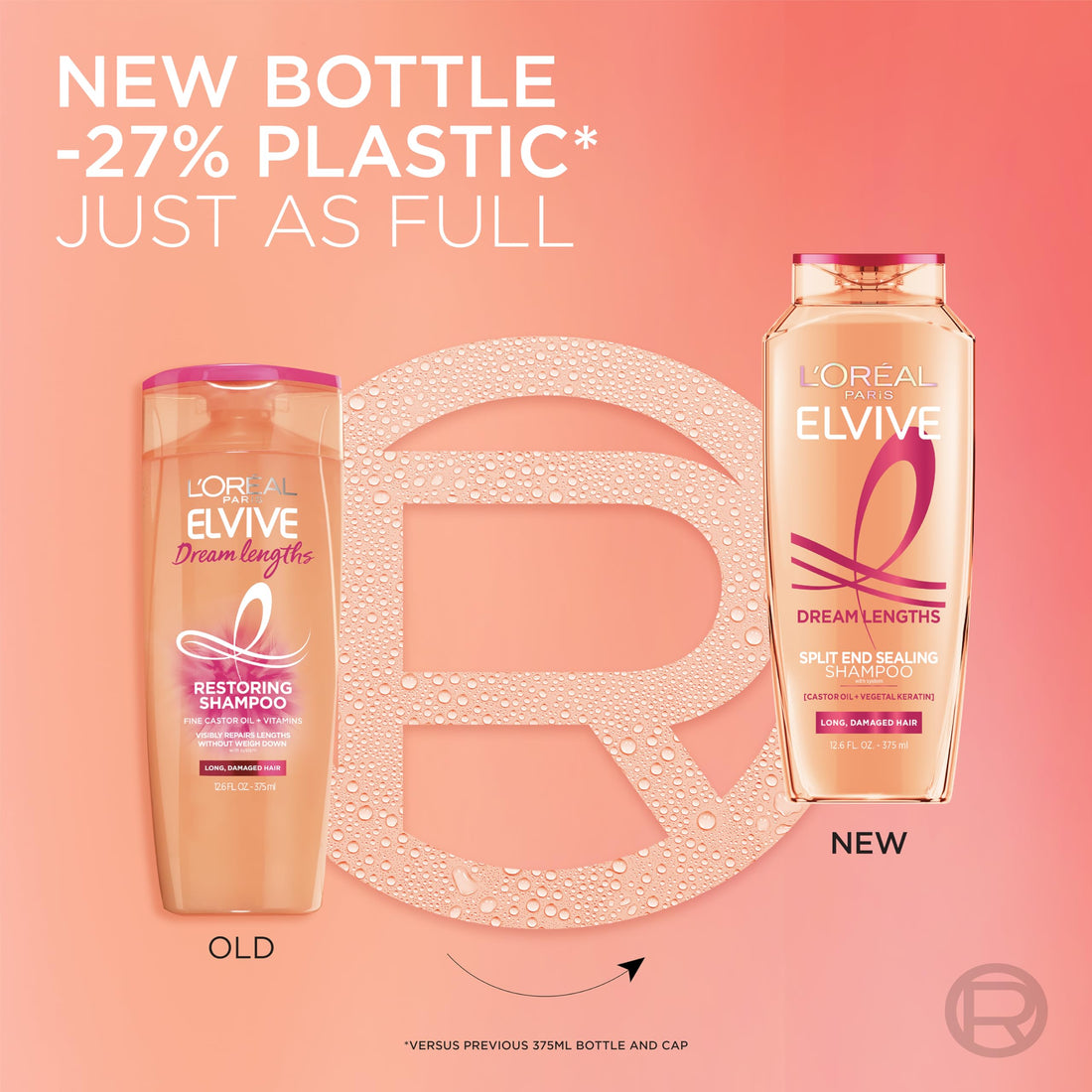 L'Oreal Paris Elvive Dream Lengths Restoring Shampoo with Fine Castor Oil and Vitamins B3 and B5 for Long, Damaged Hair, Visibly Repairs Damage Without Weighdown With System, 12.6 Fl; Oz