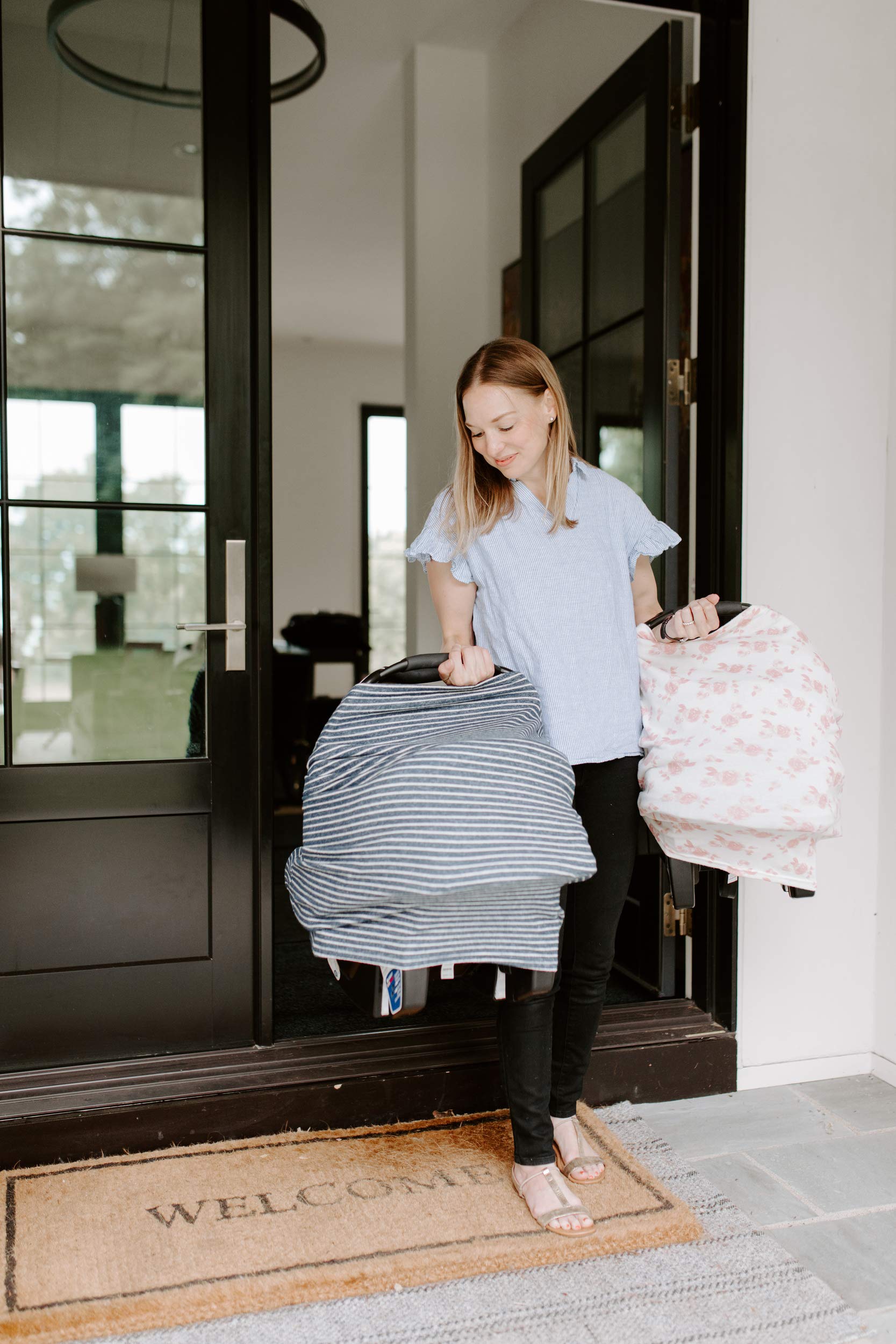 aden + anais Snuggle Knit 6-in-1 Stretchy Multi-Use Cover for Car Seat, Nursing, Cart, Baby Swing, High Chair, Infinity Scarf, Heather Grey