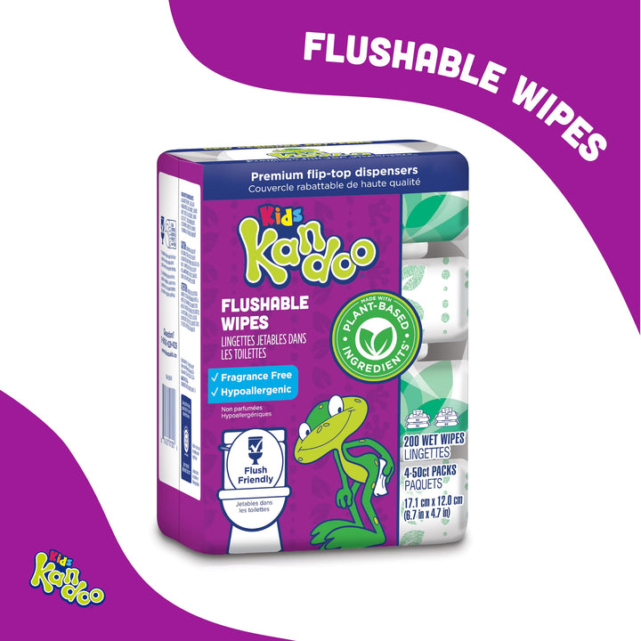 Kandoo Kids Flushable Wipes Refill, Potty Training Cleansing Cloths, Sensitive, 200 Count