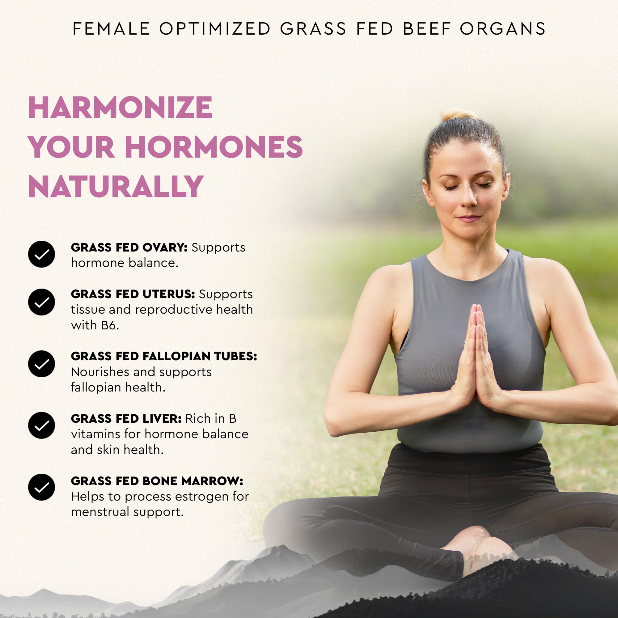 Ancestral Supplements Grass Fed FEM Liver Supplement for Women with Collagen, CoQ10, Vitamin B12, Joint Support Bone Marrow Capsules for Energy, Immunity, Pasture Raised, NonGMO, 500mg Each, 180 Count