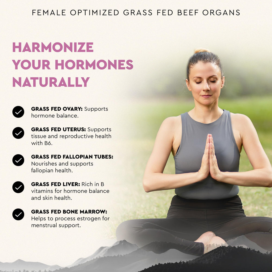 Ancestral Supplements Grass Fed FEM Liver Supplement for Women with Collagen, CoQ10, Vitamin B12, Joint Support Bone Marrow Capsules for Energy, Immunity, Pasture Raised, NonGMO, 500mg Each, 180 Count