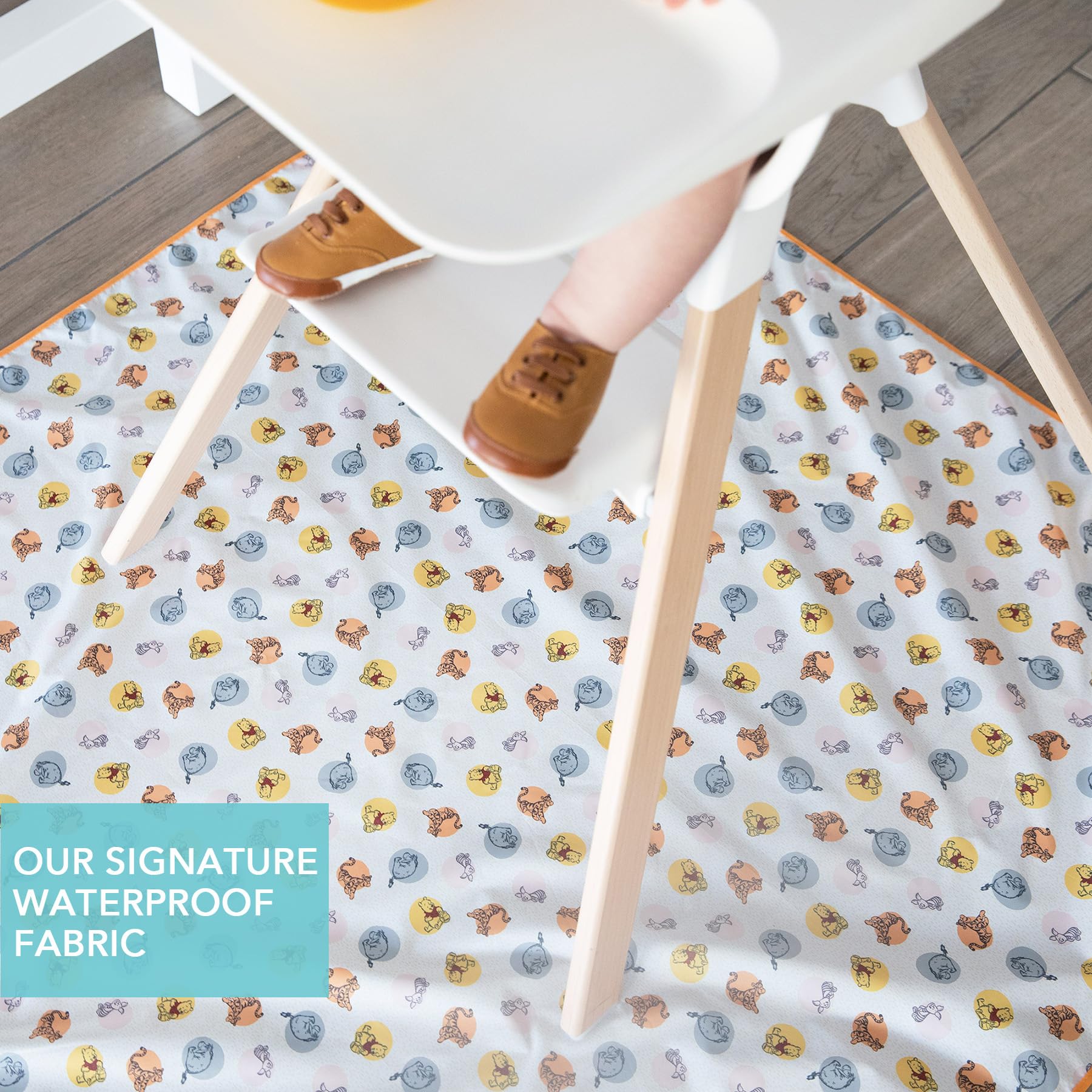 Bumkins Disney Baby Splat Mat for Under High Chair, Babies Toddlers Eating Mess Mat, Waterproof Reusable Cloth for Arts and Crafts, Playtime Mat for Kids, Floor or Table 42inx42in, Winnie The Pooh