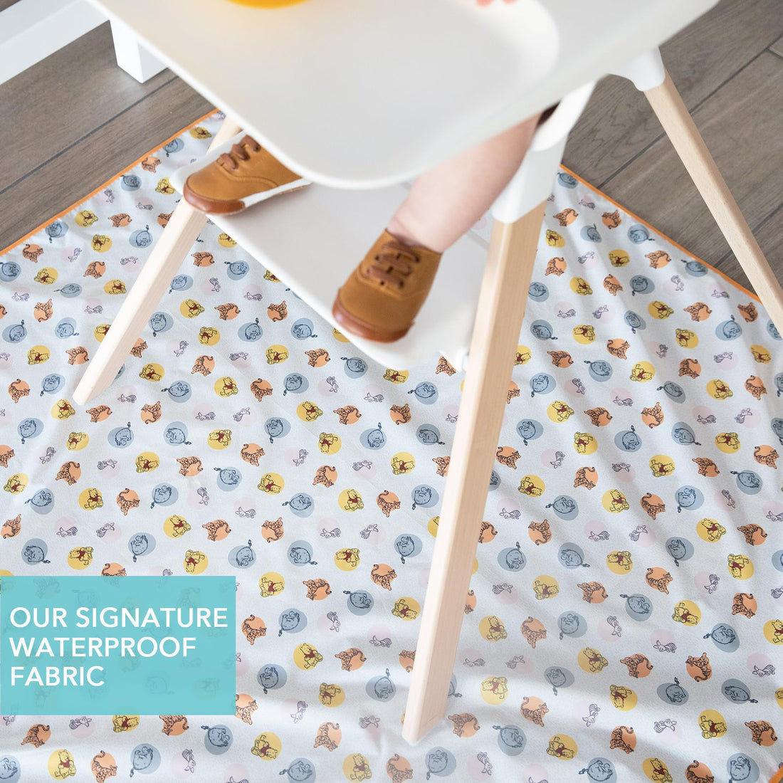 Bumkins Disney Baby Splat Mat for Under High Chair, Babies Toddlers Eating Mess Mat, Waterproof Reusable Cloth for Arts and Crafts, Playtime Mat for Kids, Floor or Table 42inx42in, Winnie The Pooh