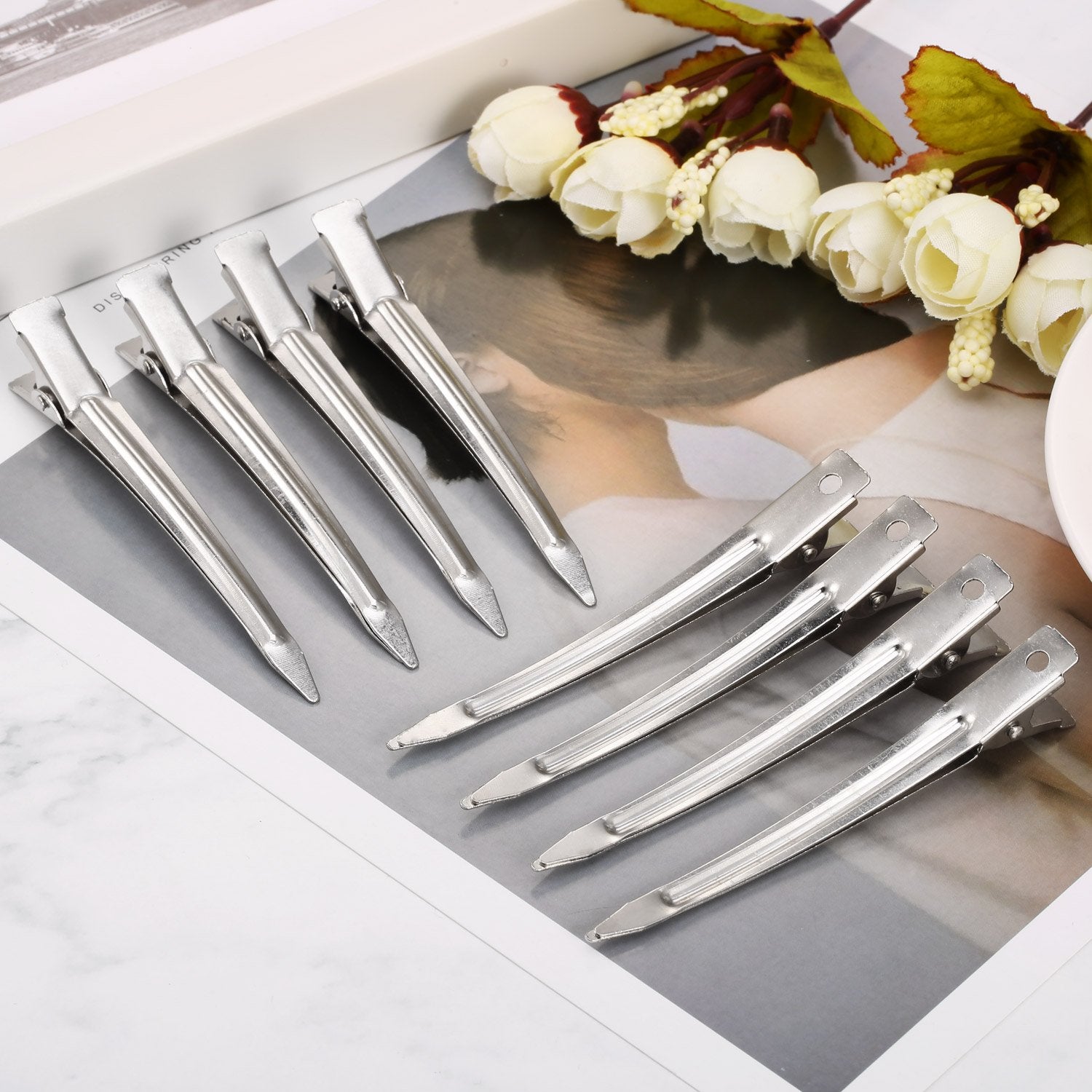 24 Pieces 3.5 inches Metal Curl Clips Duck Bill Sectioning Clips Alligator Hair Clips