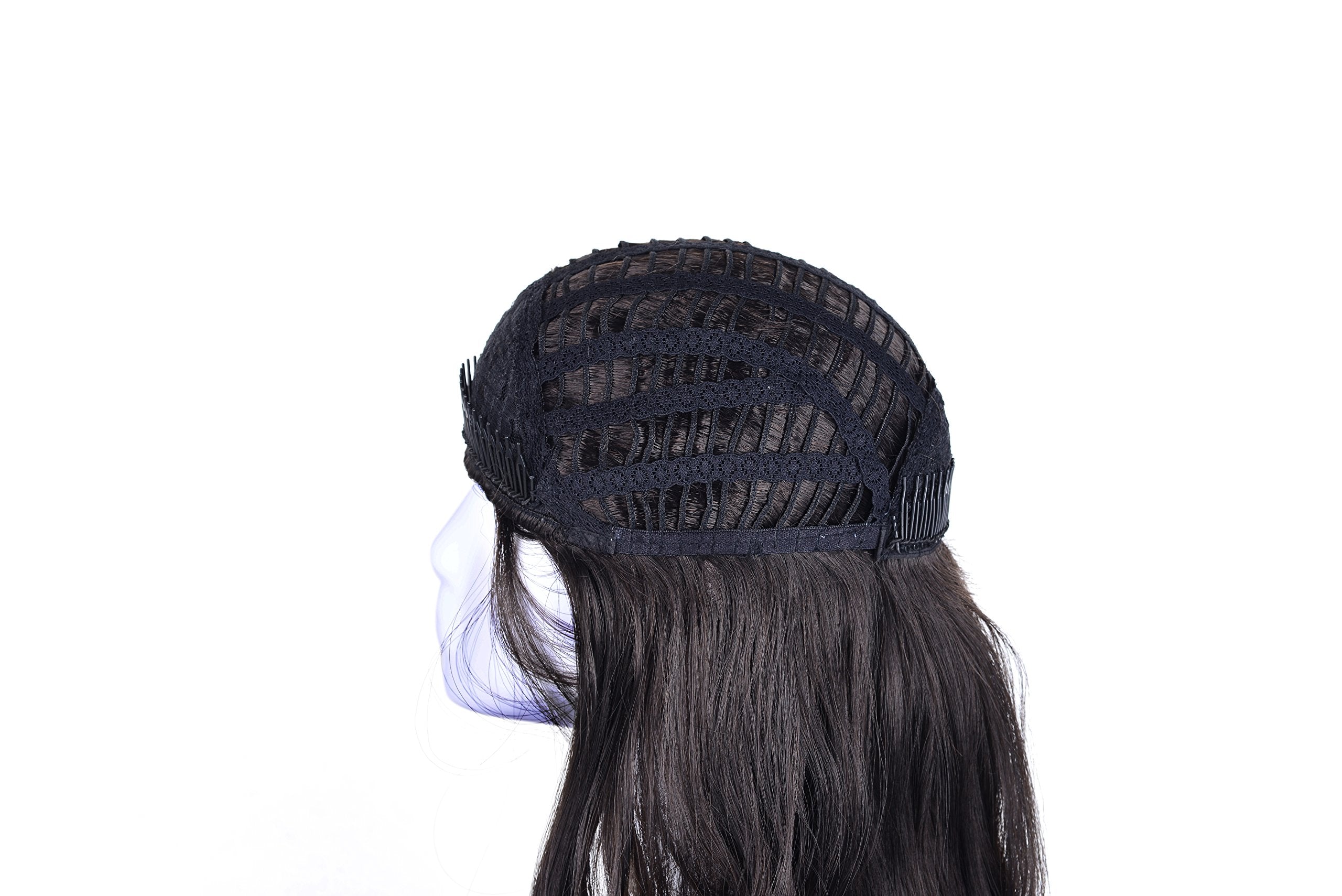 R2 : OneDor 23 Curly 3/4 Ladies Half Wig Kanekalon Hair Synthetic Wigs with Comb on a Mesh Head Cap (R2)