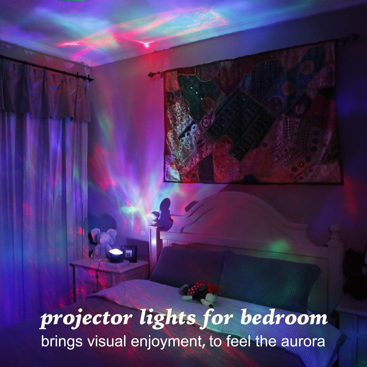 Aurora Northern Light Projection LED Night Light Lamp with 8 Lighting Mode & Speaker, Relaxing Light Show for Baby Kids and Adults, Mood Light for Baby Nursery Bedroom Living Room (Black)