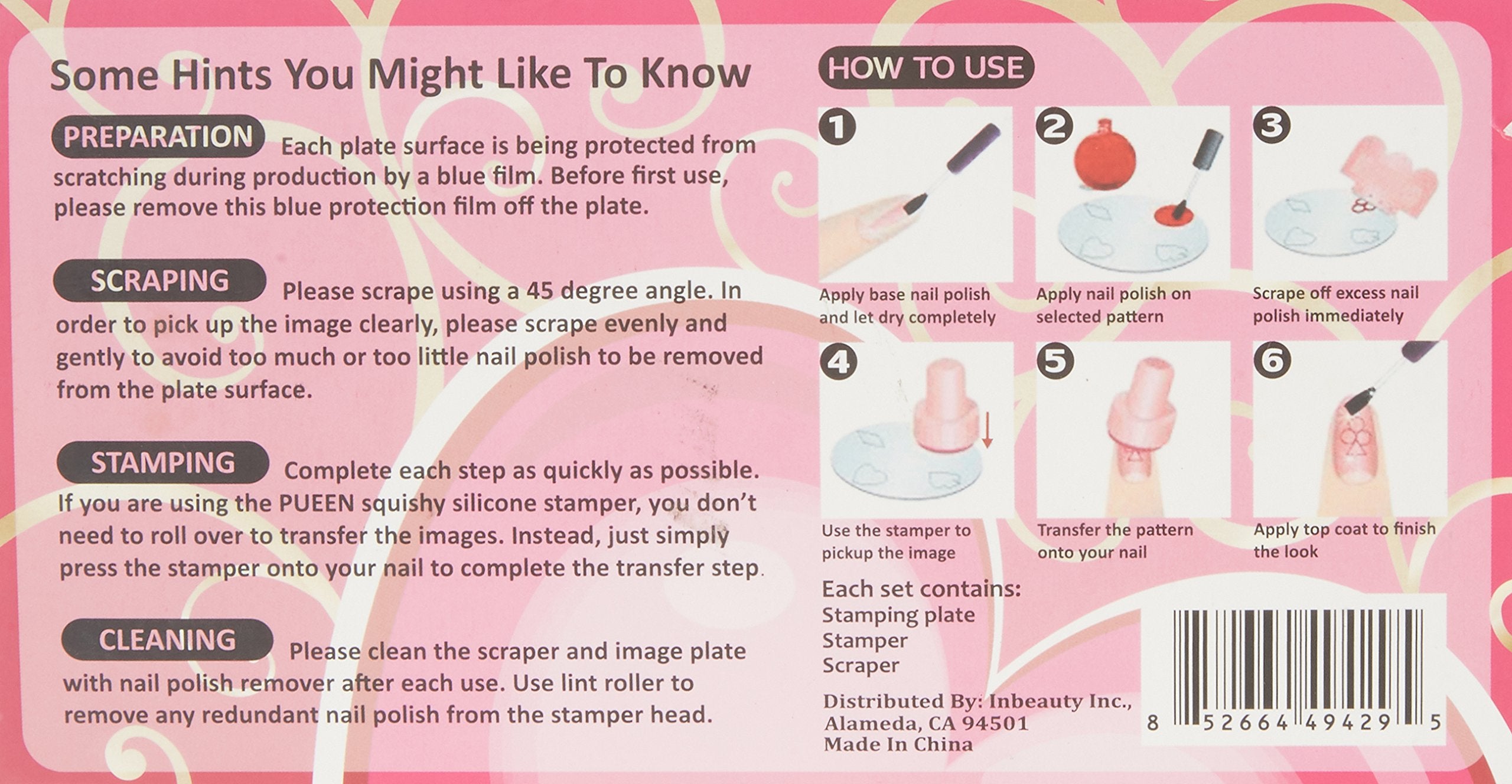 PUEEN Nail Art Stamping LOVE BOX I - 4 Lover Collection Plates - 125x65mm Unique Nailart Polish Stamping Manicure Image Plate Accessories Kit - BH000576