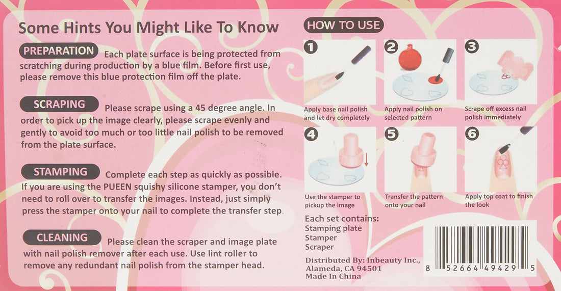 PUEEN Nail Art Stamping LOVE BOX I - 4 Lover Collection Plates - 125x65mm Unique Nailart Polish Stamping Manicure Image Plate Accessories Kit - BH000576