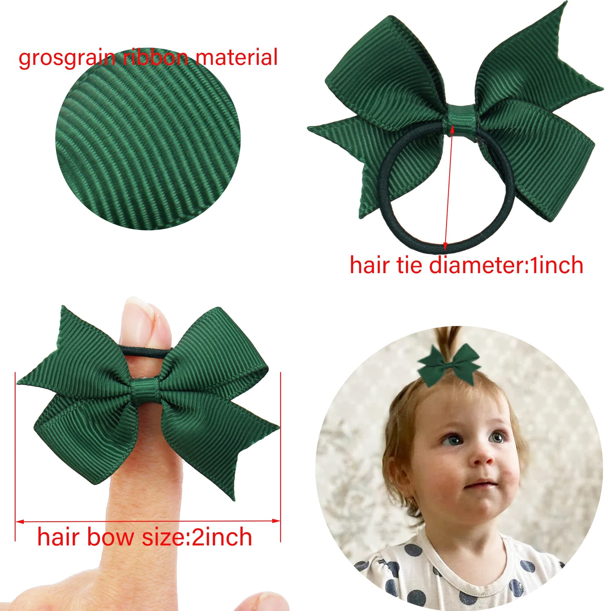 80PCS Baby Hair Ties With Bows 2Inch Hair Bows Elastic Rubber Bands Finger Hair Ties Ponytail Holders Hair Accessories for Baby Girls Newborn Infants Toddlers Multi-colored