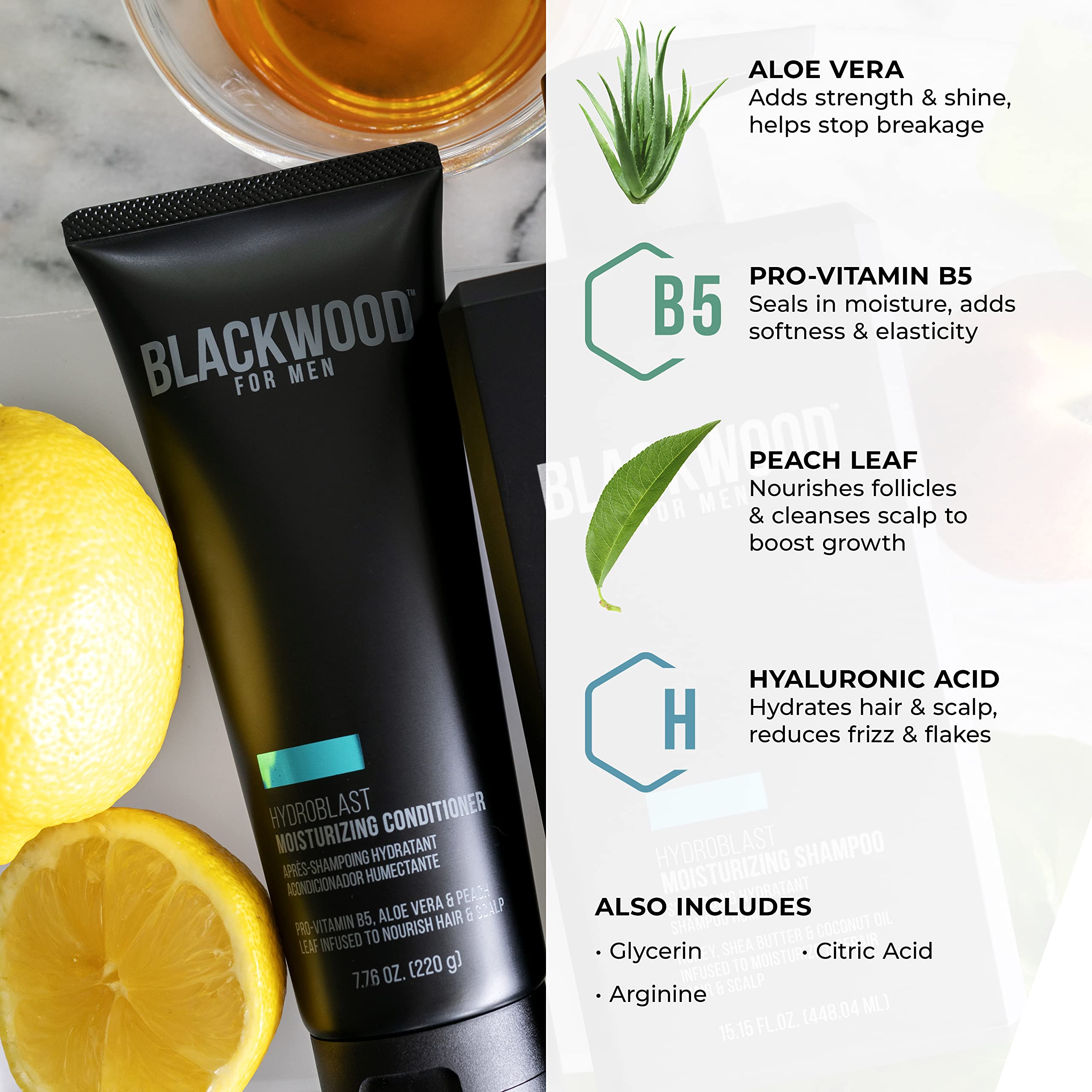 Blackwood For Men Hydro Blast Moisturizing Conditioner Tube, 4.59 Fluid Ounce