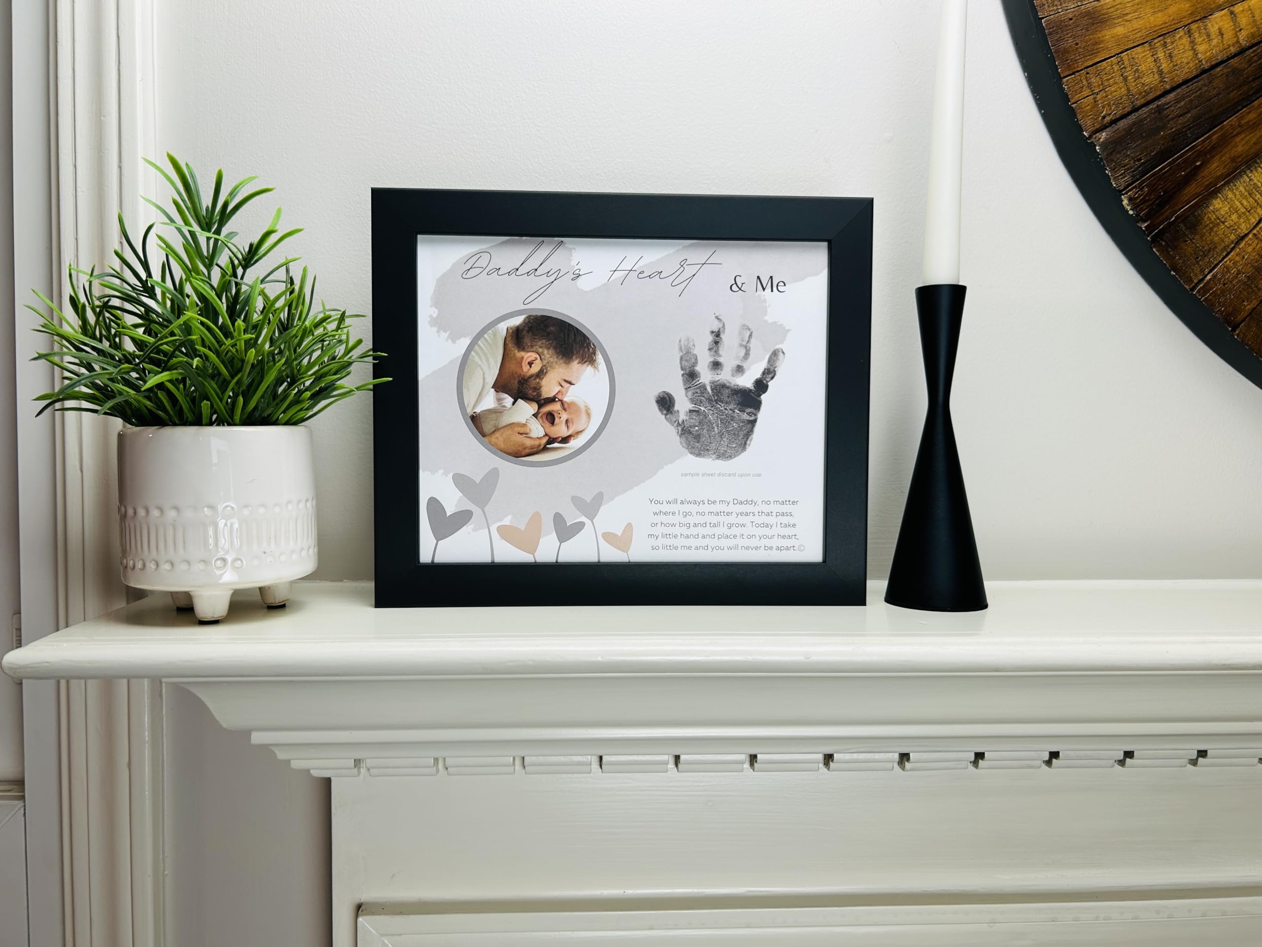 Baby Child Keepsake Handprint Frame for Daddy with Poetry - Loving Gift for Dad for Christmas, Father's Day, Birthday- Made in USA