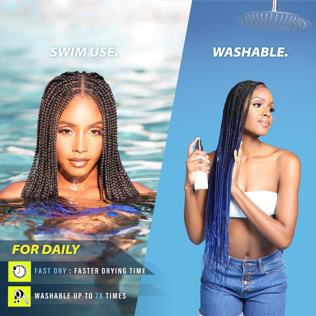 [MULTI PACKS DEAL] SENSATIONNEL AFRICAN COLLECTION KANEKALON AQUATEX PRE-LAYERED SYNTHETIC BRAID 48 / WATER-REPELLENT - 3XRUWA (1PACK, 1B)