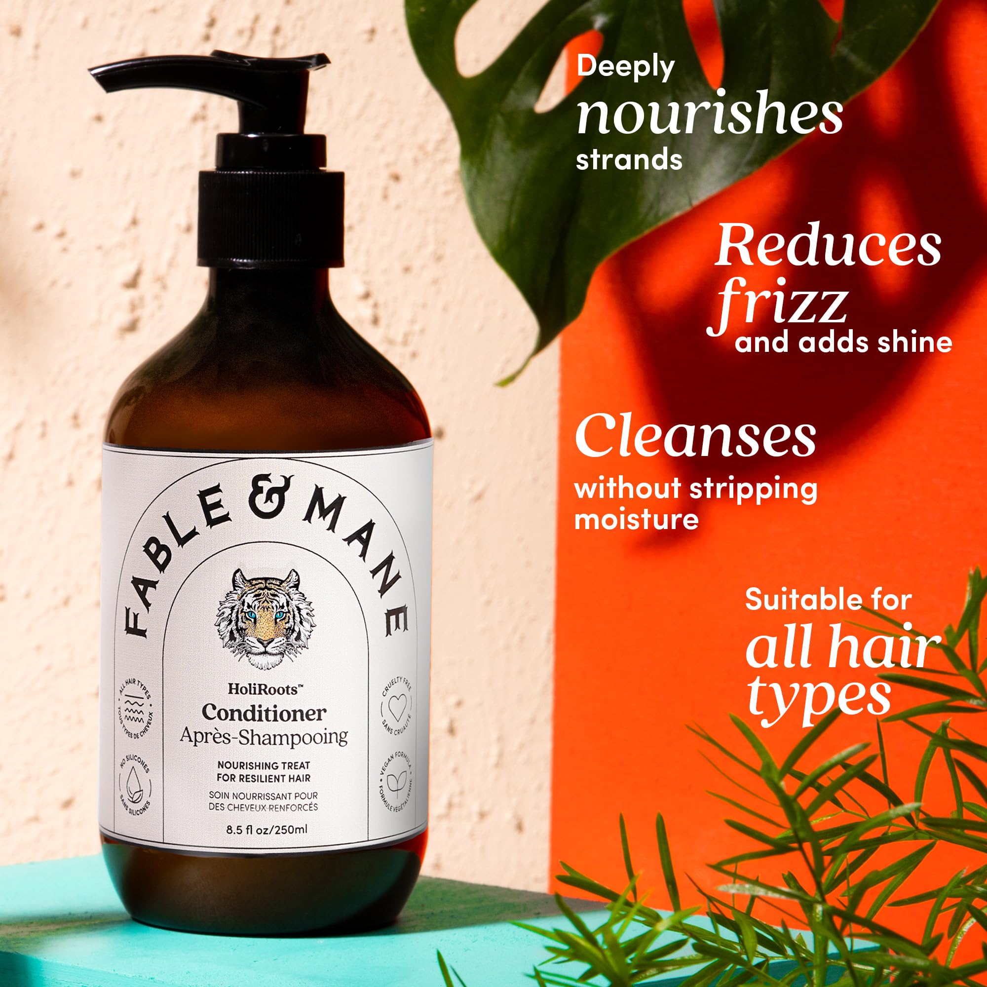 Fable & Mane Holiroots Conditioner for Women - Moisturizing for Damaged, Dry Hair with Turmeric, 8.5 FL oz