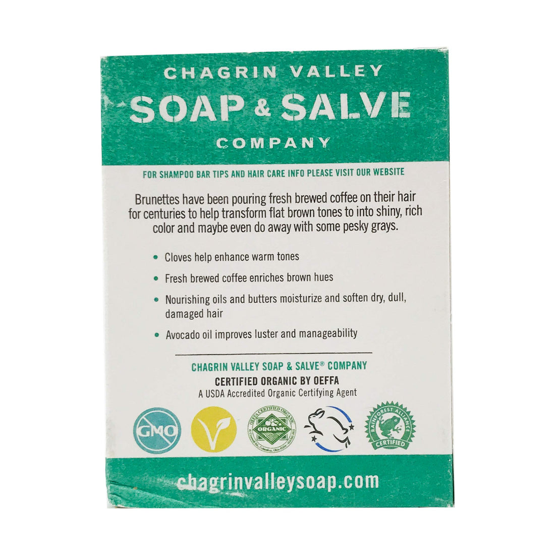 Chagrin Valley Soap & Salve Organic Natural Shampoo Bar (Cafe Moreno, 1 Bar)