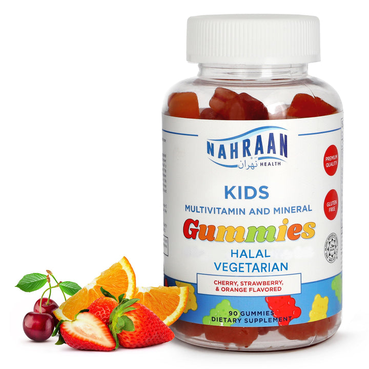 NAHRAAN HEALTH Halal Vitamins for Kids - Halal Multivitamins for Kids Vitamin A, C, D, E, B6, B12 - Non-GMO Vegetarian, Halal Gummies - 90 Count