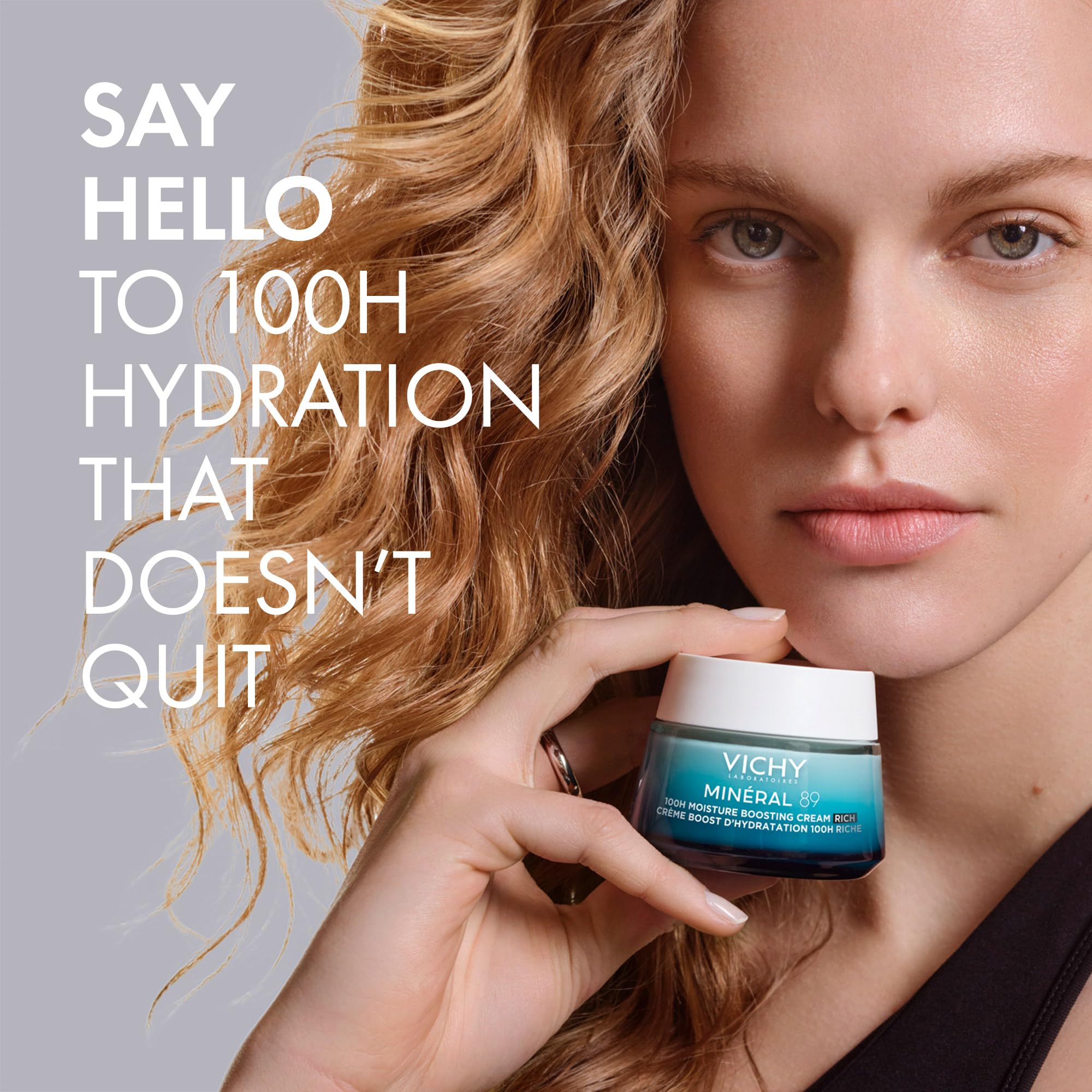 VICHY Mineral 89 Rich Cream, 100H Moisture Boosting Cream, Hydrating Face Moisturizer with Hyaluronic Acid, Niacinamide and Lipids, Daily Face Moisturizeer with Rich Texture for Dry Skin