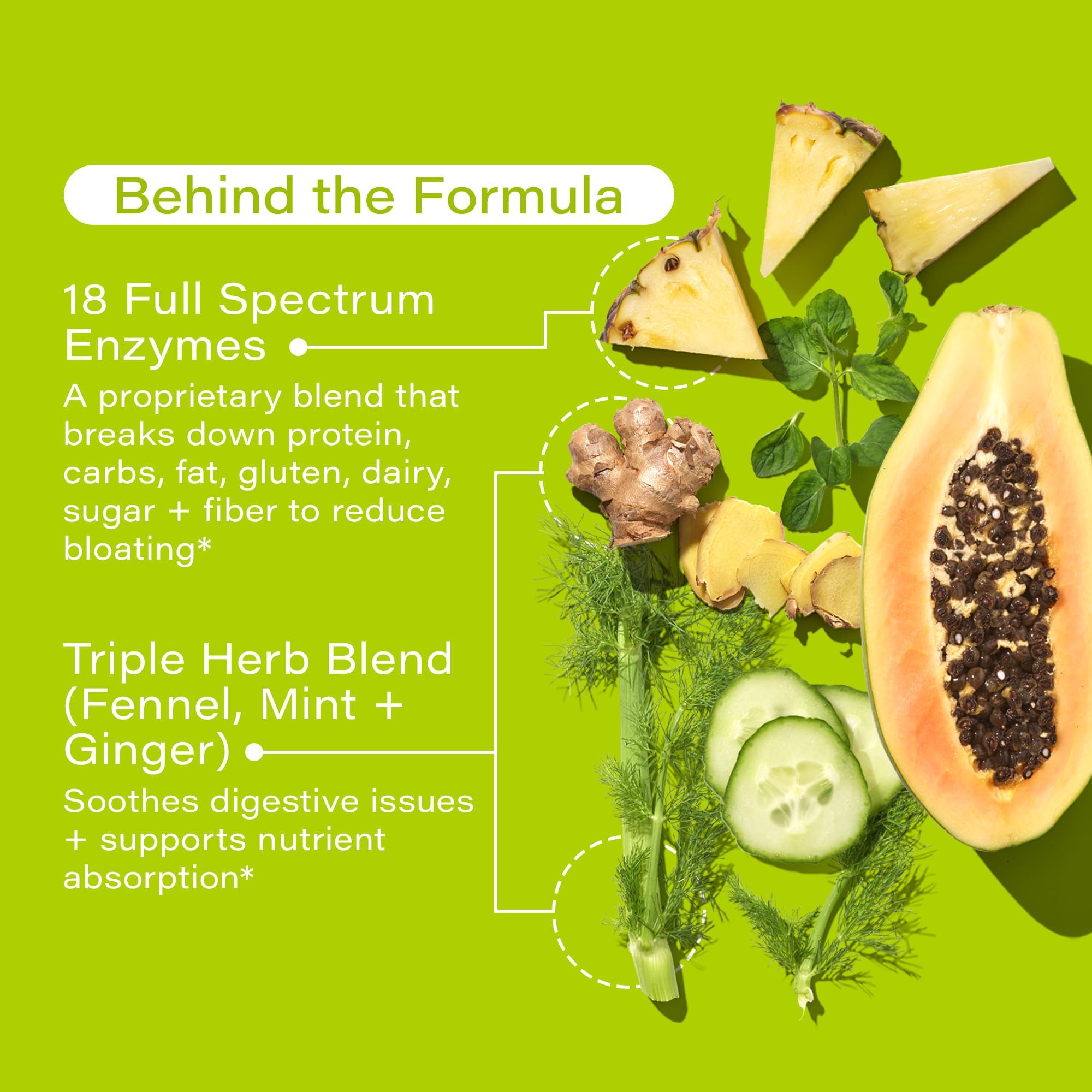 HUM Flatter Me Digestive Enzymes Bloating Supplement - Fast-Acting Bloat Relief for Digestive Health & Debloating Multi Enzyme | Bloat Pills, Anti Bloat Pills, Vegan 60 Servings