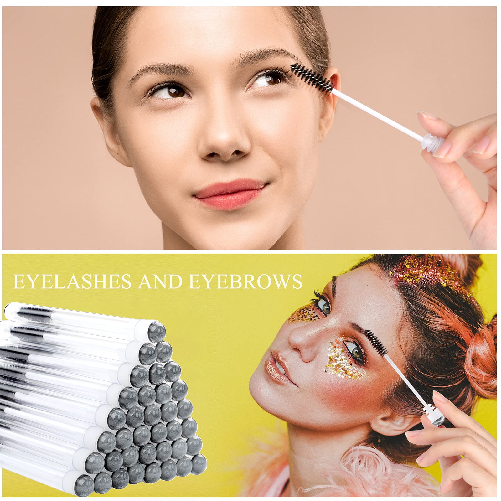 Dming 50pcs Eyelash brush Lash Wand Makeup tool Eyelash Extension supplies Cleaning brush Diamond Mascara brush sky black