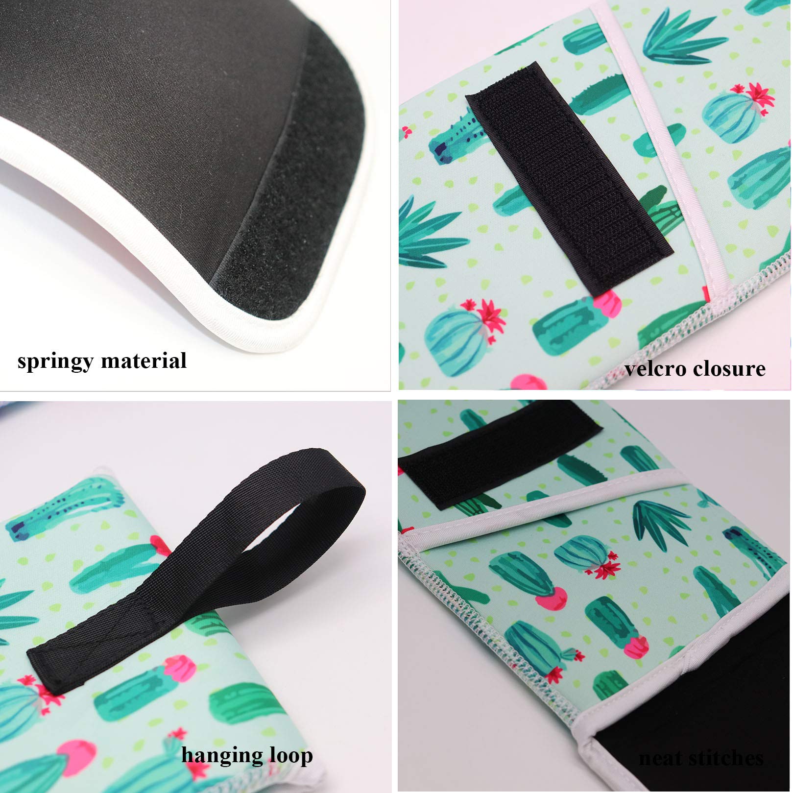 Heat Resistant Neoprene Silicone Travel Hair Curler Mat Holder and Curling Flat Iron Storage Pouch Set, Cactus