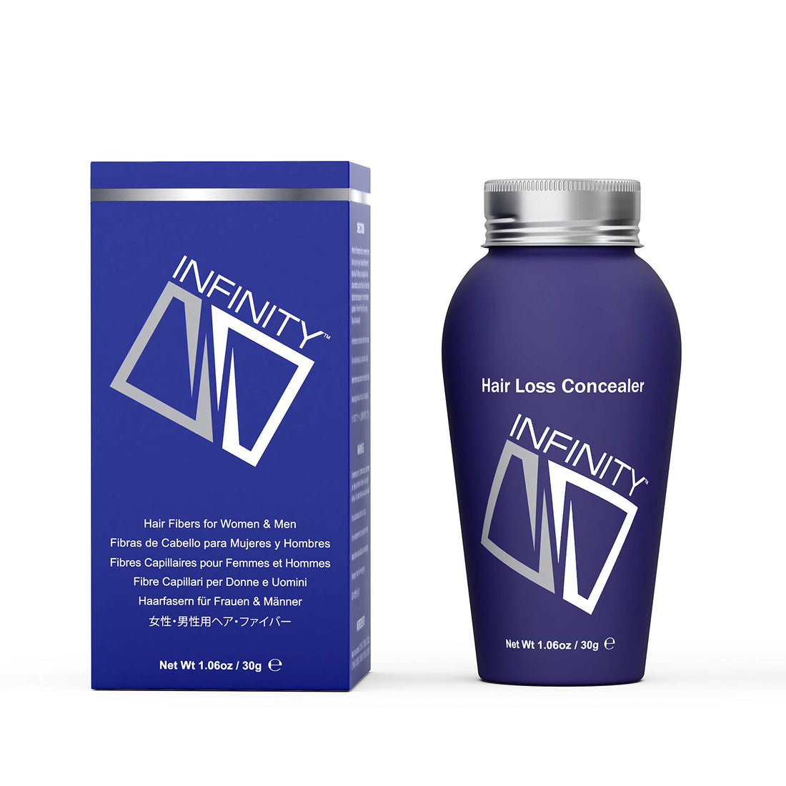 Infinity Hair Fibers for Thinning Hair (WHITE) For Women & Men - 100% Undetectable Fibers - 30g Bottle - Completely Conceals Hair Loss in 15 Seconds