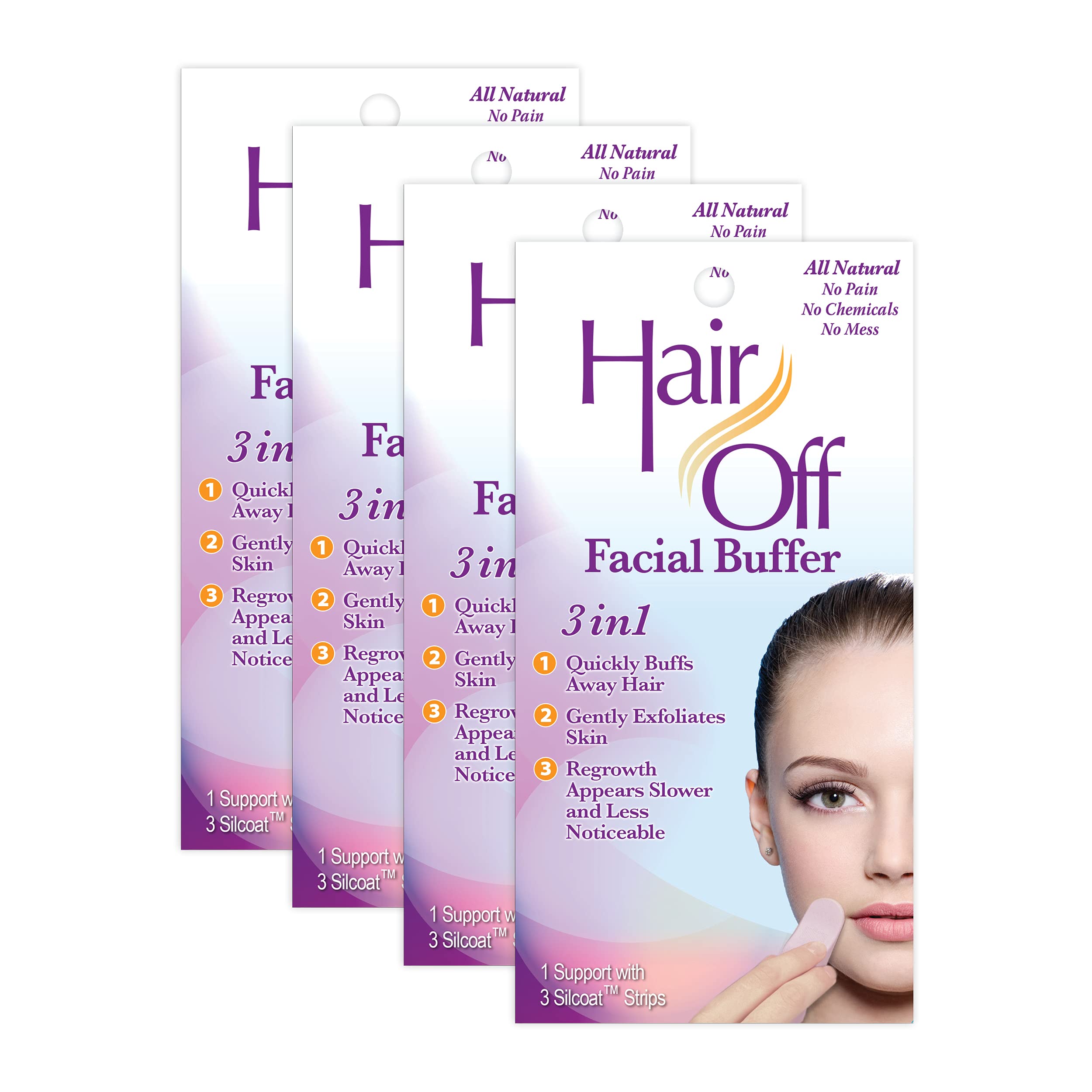 Hair Off Facial Buffer, 1 kit (Pack of 4)