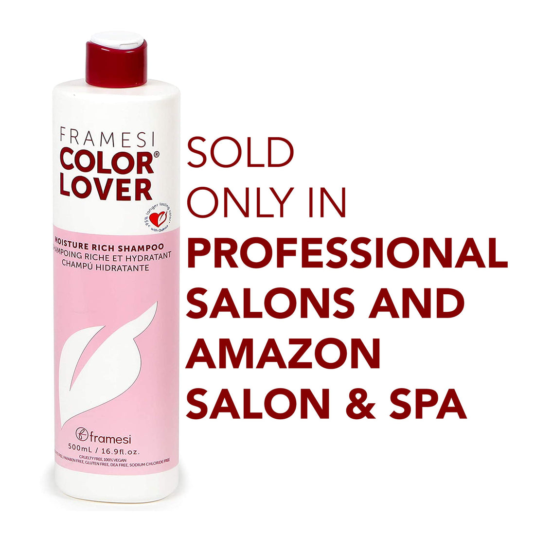 FRAMESI Color Lover Moisture Rich Sulfate Free Shampoo with Quinoa & Aloe Vera, Color Treated Hair, Fresh, 16.9 Fl Oz