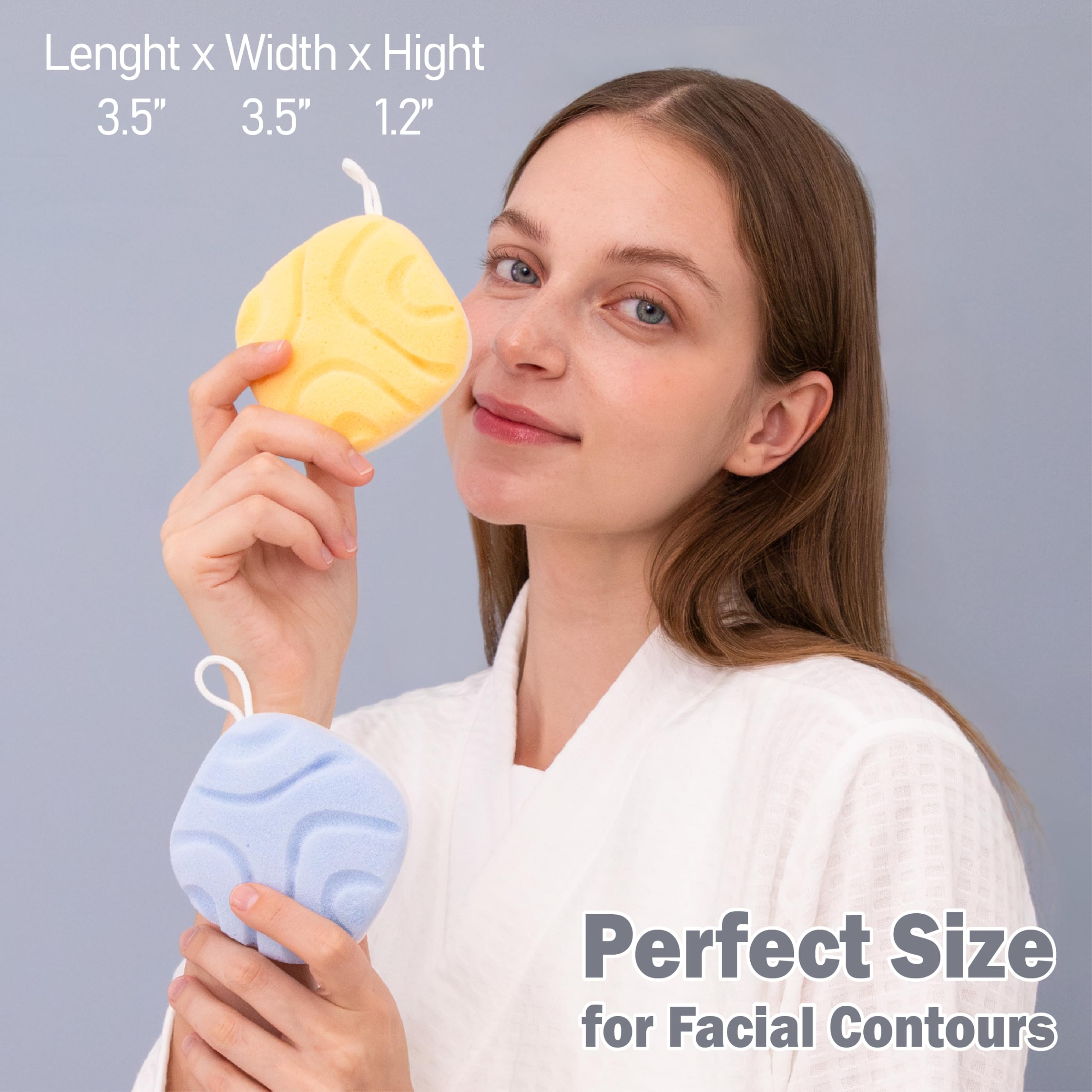 myHomeBody Face Wash Sponges, Facial Scrubber for Cleansing and Exfoliating, Reusable Makeup Remover, Exfoliate Pads, 2 Sides, 2 Textures, 2 Pack