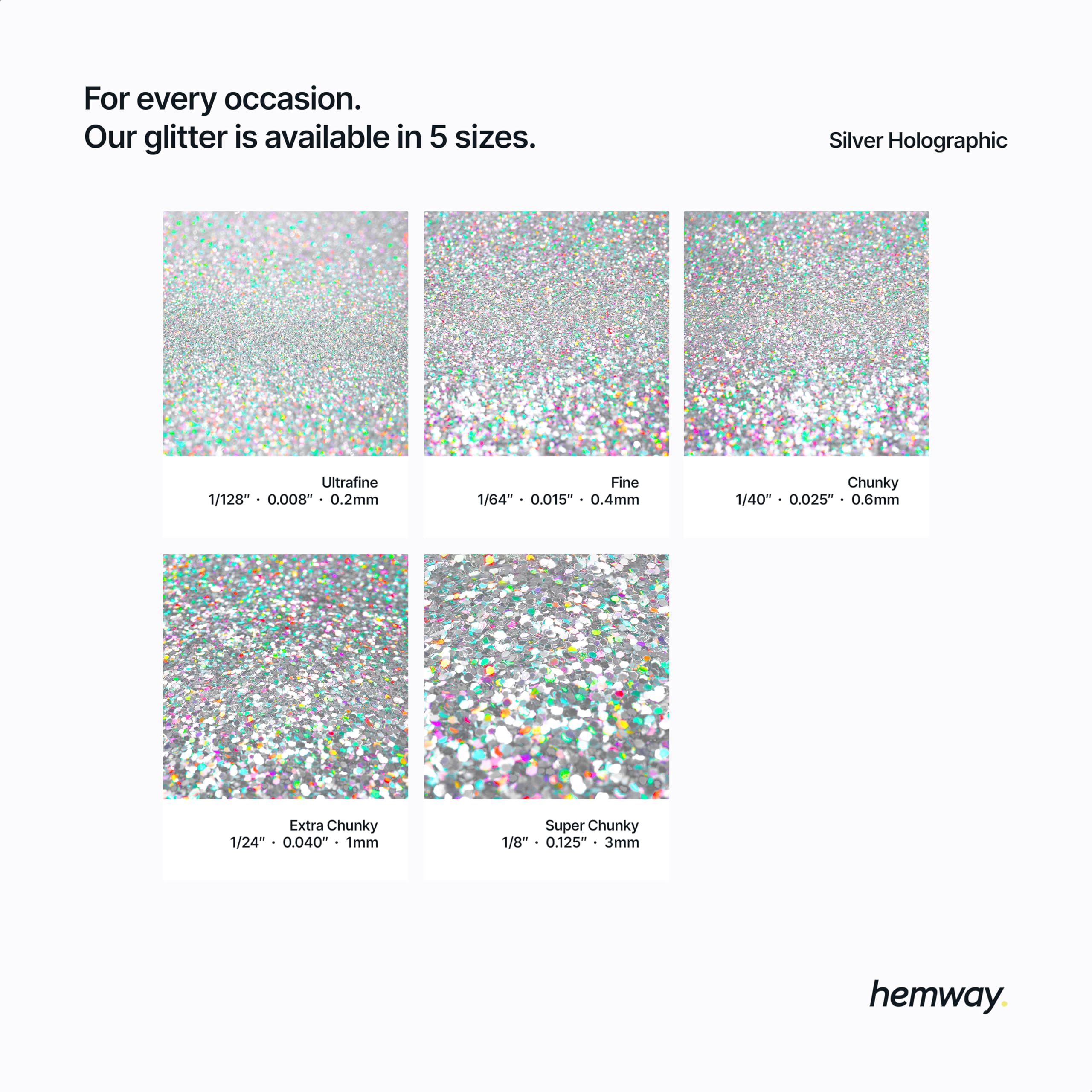 Hemway Eco Friendly Biodegradable Glitter 100g / 3.5oz Bio Cosmetic Safe Sparkle Vegan for Face, Eyeshadow, Body, Hair, Nail and Festival Makeup - Ultrafine (1/128 0.008 0.2mm) - Silver Holographic