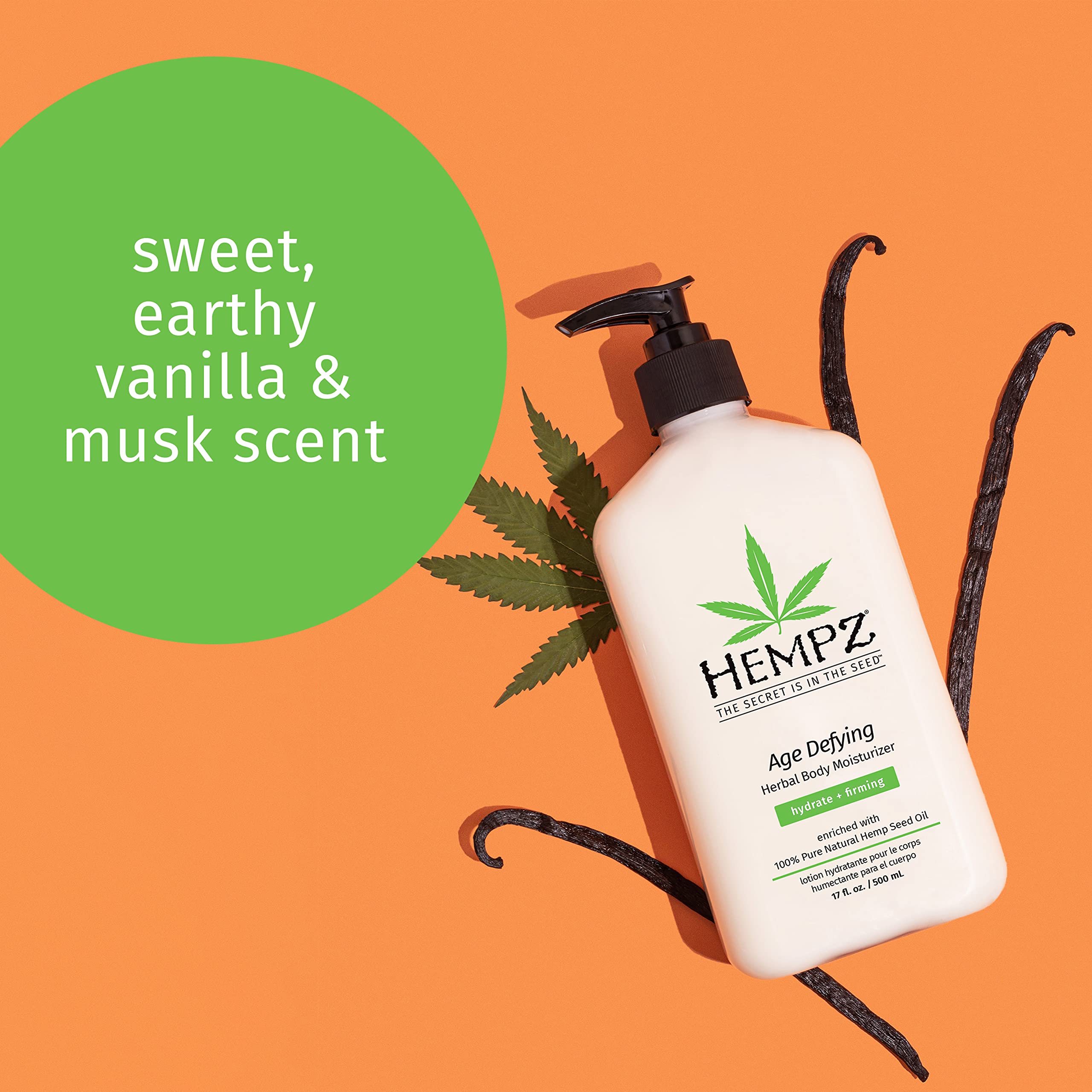 Hempz Age Defying Body Moisturizer, 17 Fl Oz, 2 Pack Bundle - Daily Herbal Moisturizer, Shea Butter Anti-Aging - Body Lotion, Hemp Extract Lotion - Skin Care Products, 100% Pure Organic Hemp Seed Oil