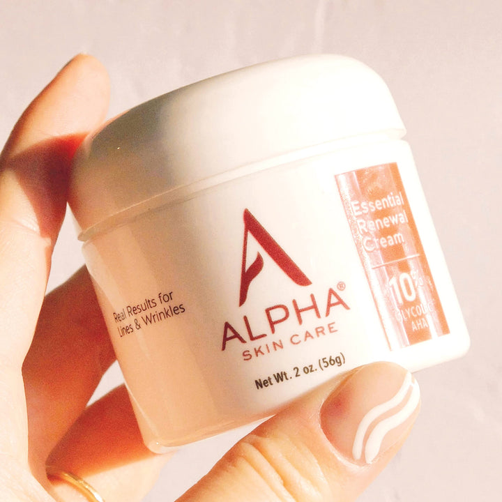 Alpha Skin Care Essential Renewal Cream, Anti-Aging Formula, 10% Glycolic AHA, 2 Oz, Red/White