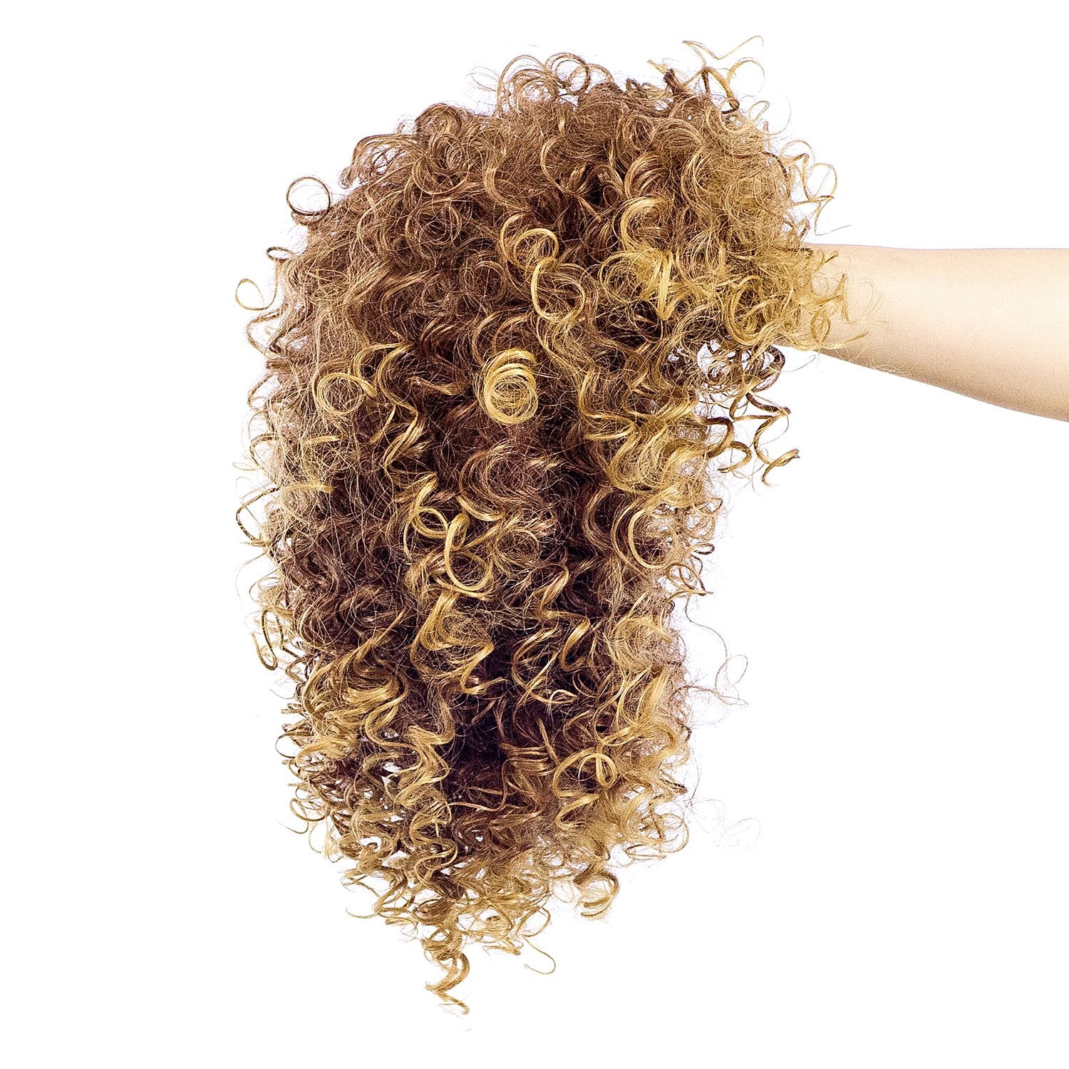 Light Brown Auburn Blonde Mixed: SWACC 12-Inch Short Big Bouffant Curly Wigs for Women Synthetic Heat Resistant Fiber Hair Pieces with Wig Cap (Light Brown Auburn Blonde Mixed)