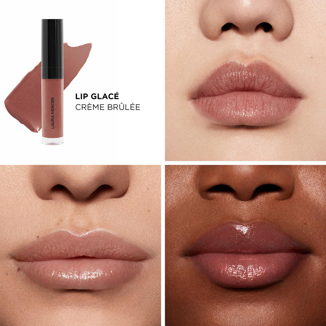 Laura Mercier Lip Glacé Balm Gloss, High-Shine Finish, 24HR Moisture, Improves Hydration, Smooth and Even Application, Infused with Jojoba Oil, 35 Crème Brûlée