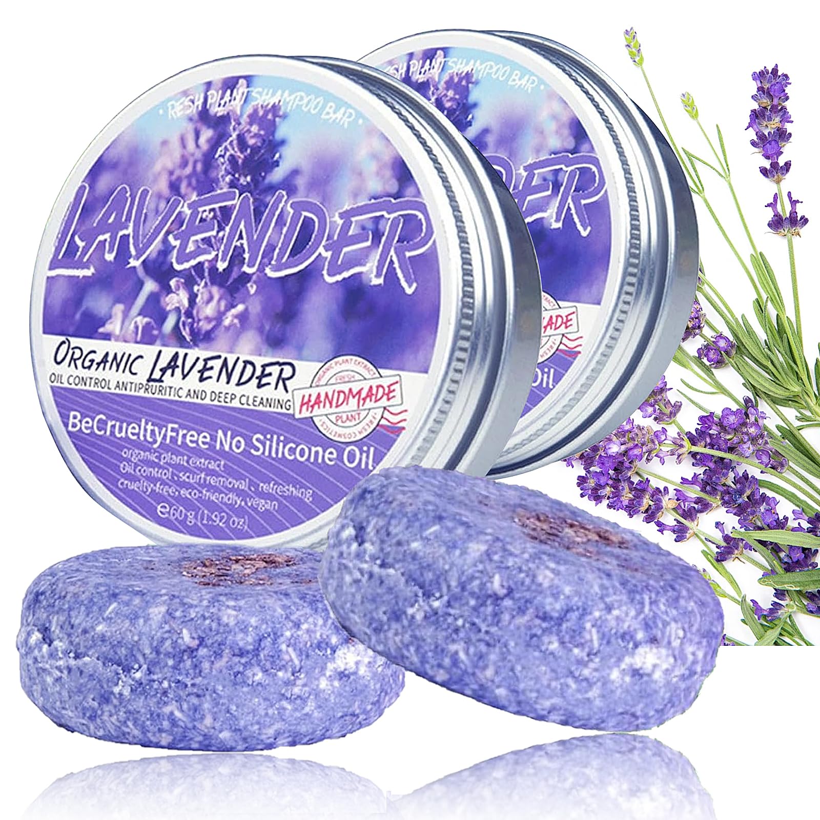 Loobexery 2PCS Shampoo Bar for Gray Hair, Lavender Shampoo Bar for Gray Hair, Natural Organics Shampoo and Conditioner Bar for Thinning Hair for Men & Women