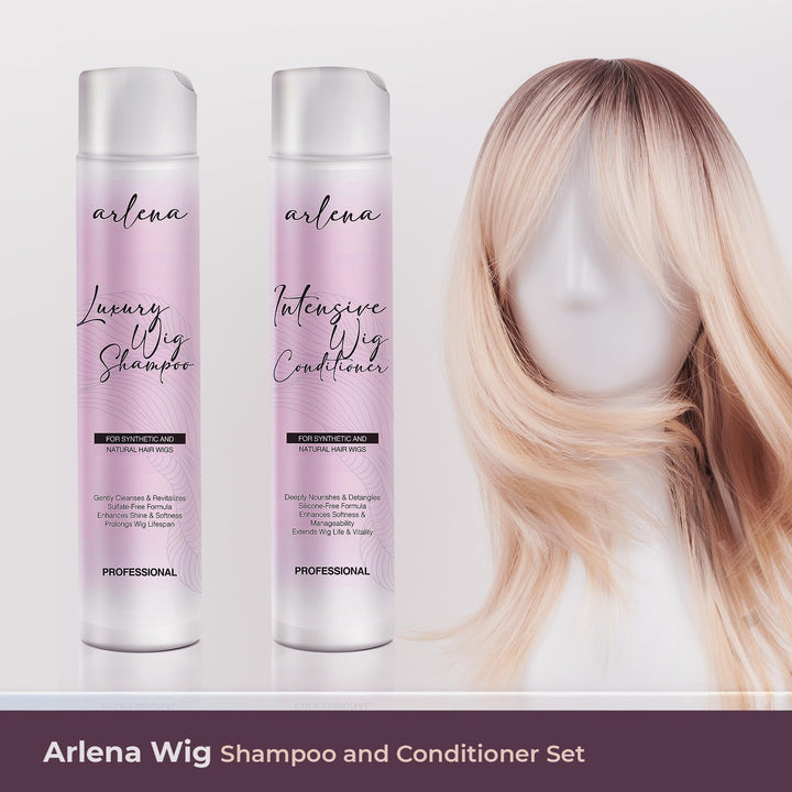 Arlena Luxury Wig Shampoo and Conditioner Set for Synthetic and Natural Hair Wigs - Made in USA, Sulfate-Free, Enhances Shine & Softness, Prolongs Wig Lifespan, Deeply Nourishes & Detangles