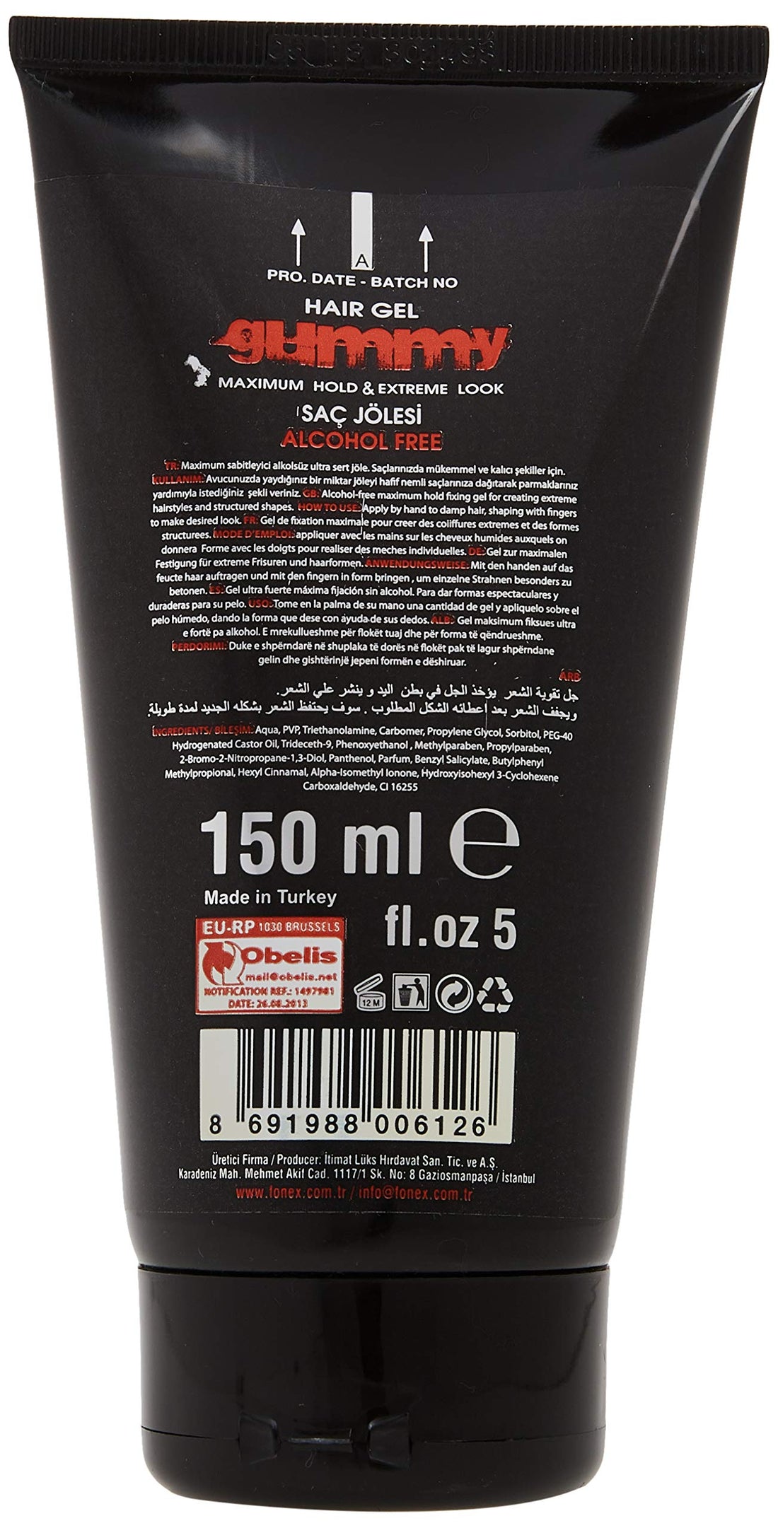 Gummy Hair Gel Tube, 5 Fluid Ounce