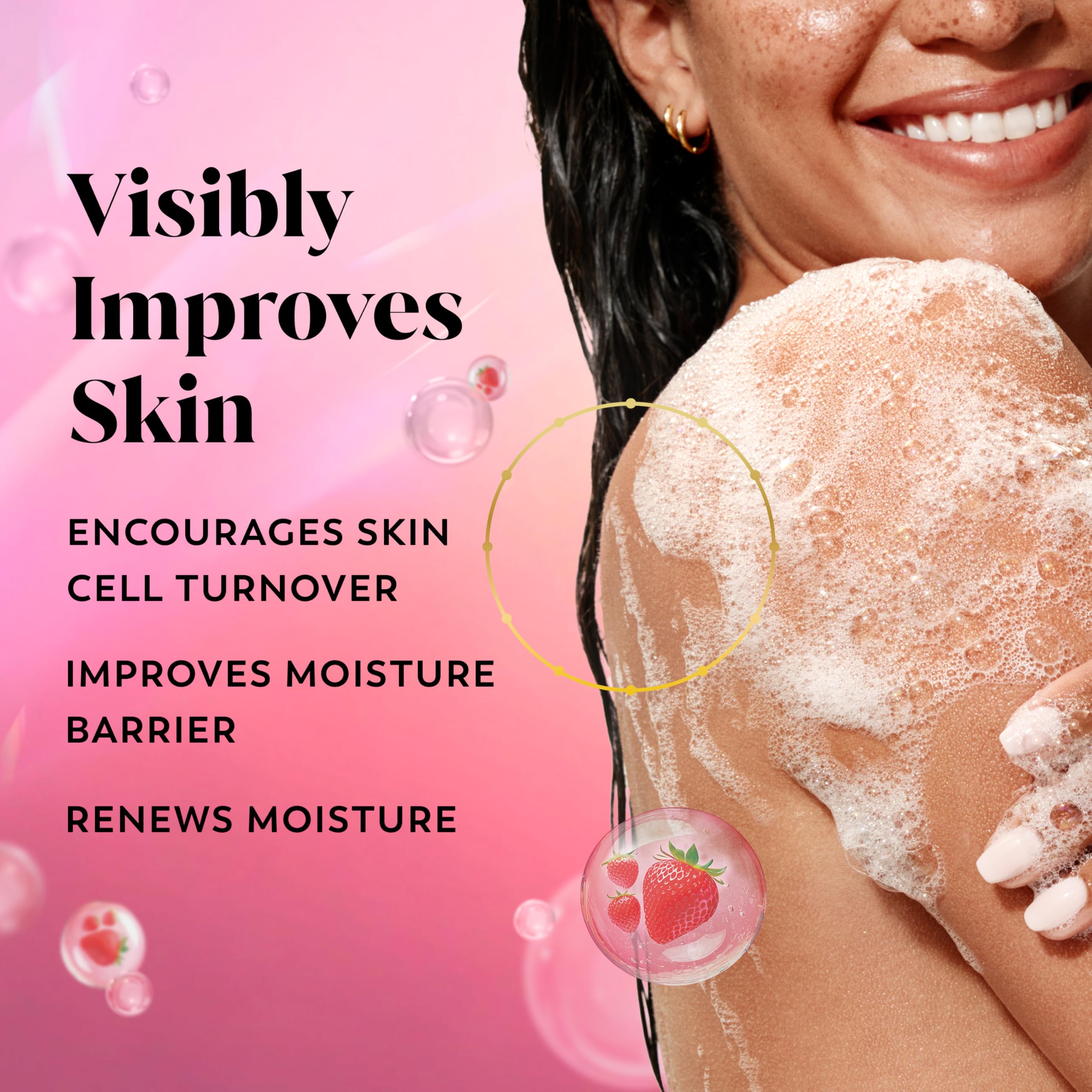 Olay Body Wash for Women, Intensely Hydrating, Pro-Hyaluronic Acid Serum Complex, Renews Moisture, Vitamin B3 Lameller Technology, For All Skin Types, Strawberry Summer Fizz Scent, 20 fl oz