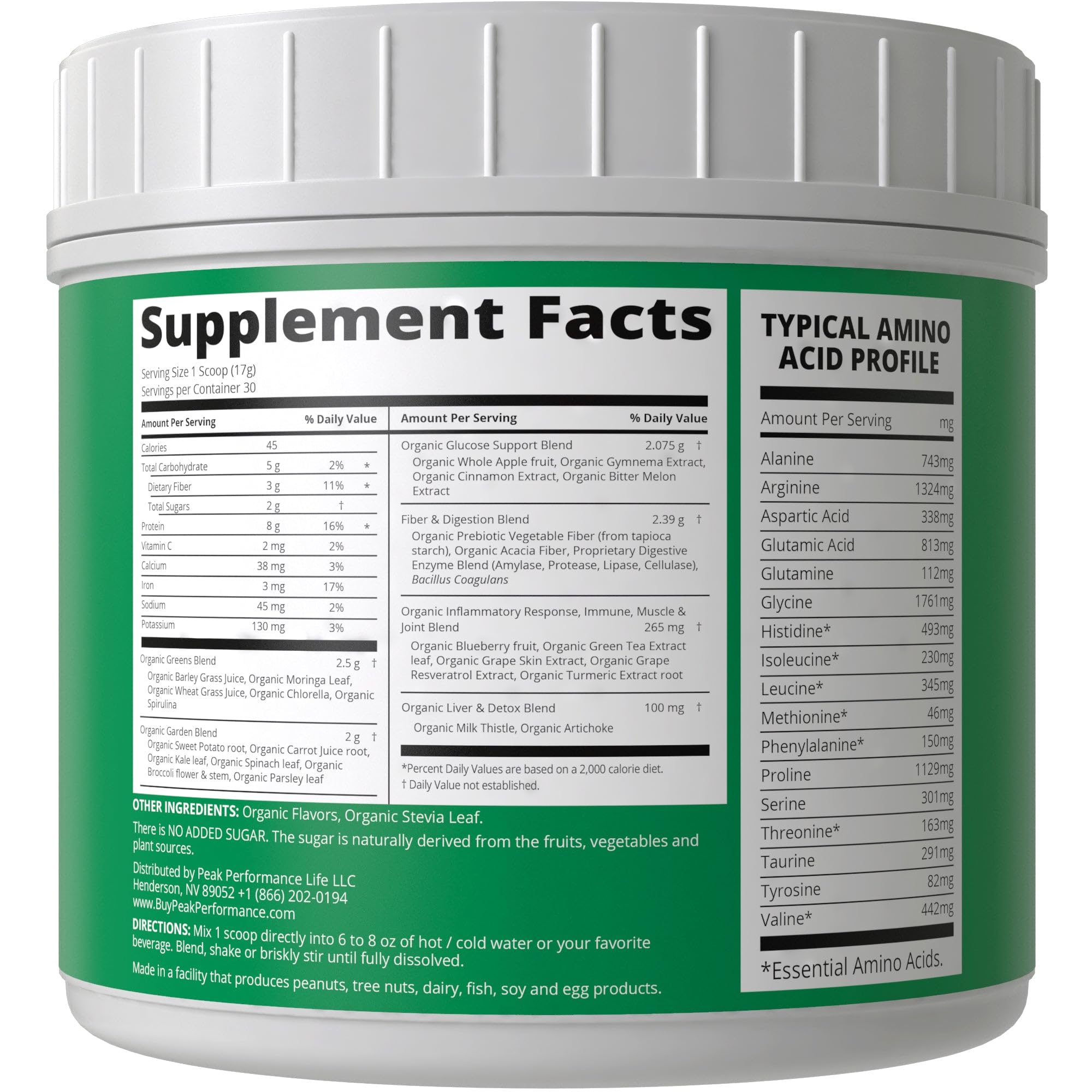 Greens Superfood + Grass Fed Collagen Peptides Powder - Ultimate Blend of Best Tasting Green Superfood with Pure Pasture Raised Hydrolyzed Protein Powder for Skin Hair + Joint Health