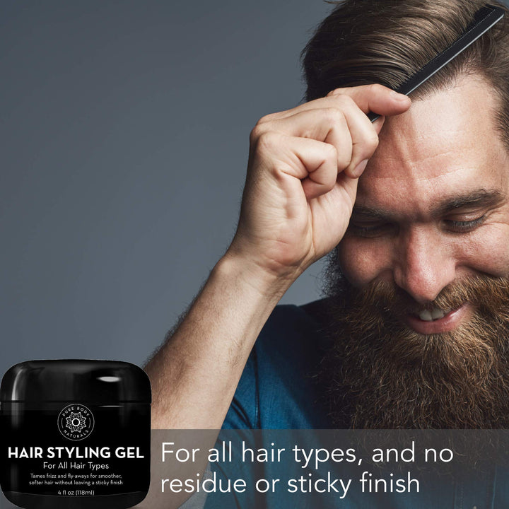 Pure Body Naturals Hair Gel for Men, Natural Ingredients with Hydrating Aloe For Firm, Healthy Hair, 4 Fl Oz