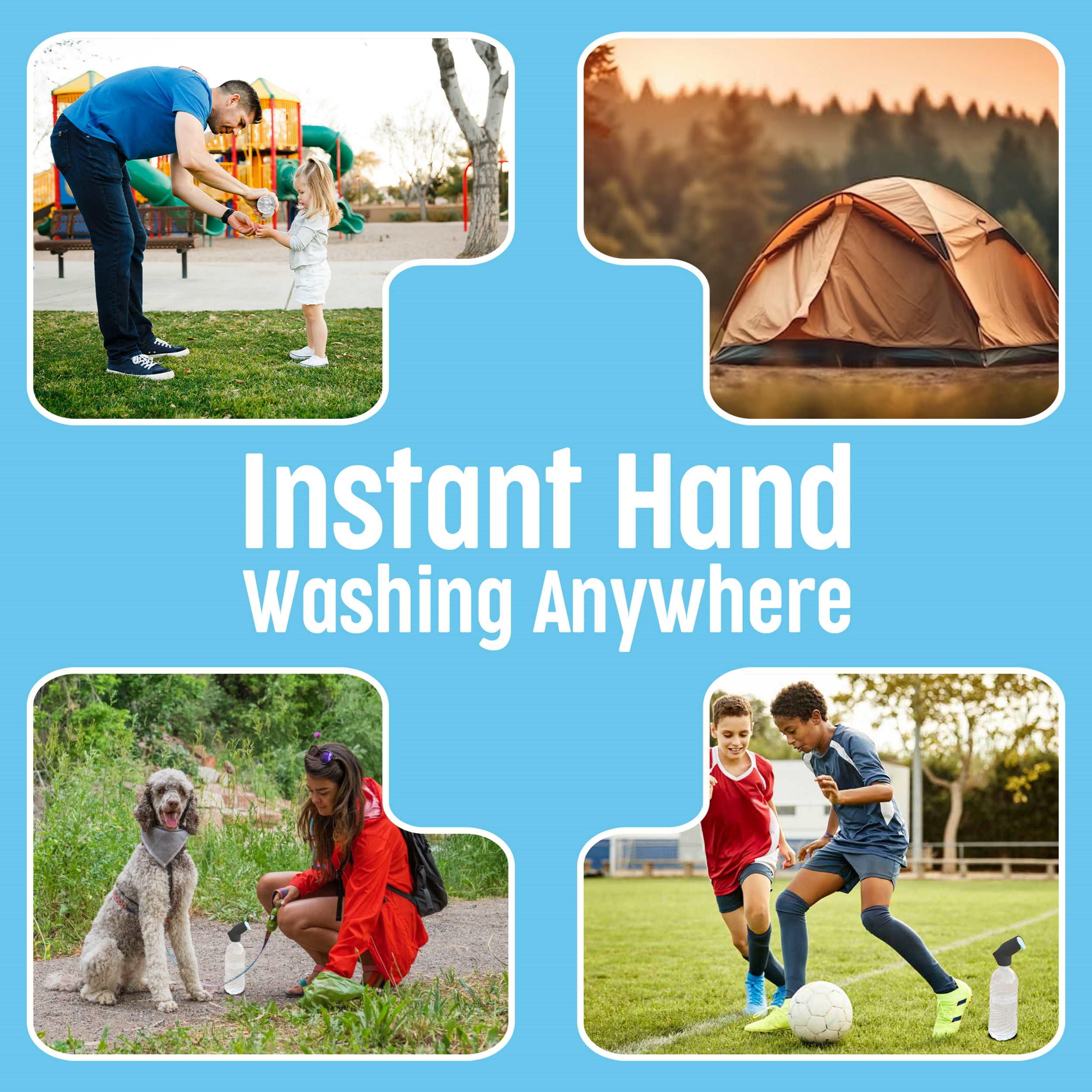 Suds2Go Refillable Caps, 2 Pack - Universal Fit Turns Most Disposable Water Bottles Into A Hand Washing Station - Includes Refillable Soap Reservoir - Conveniently Sized to Take on The Go - Black