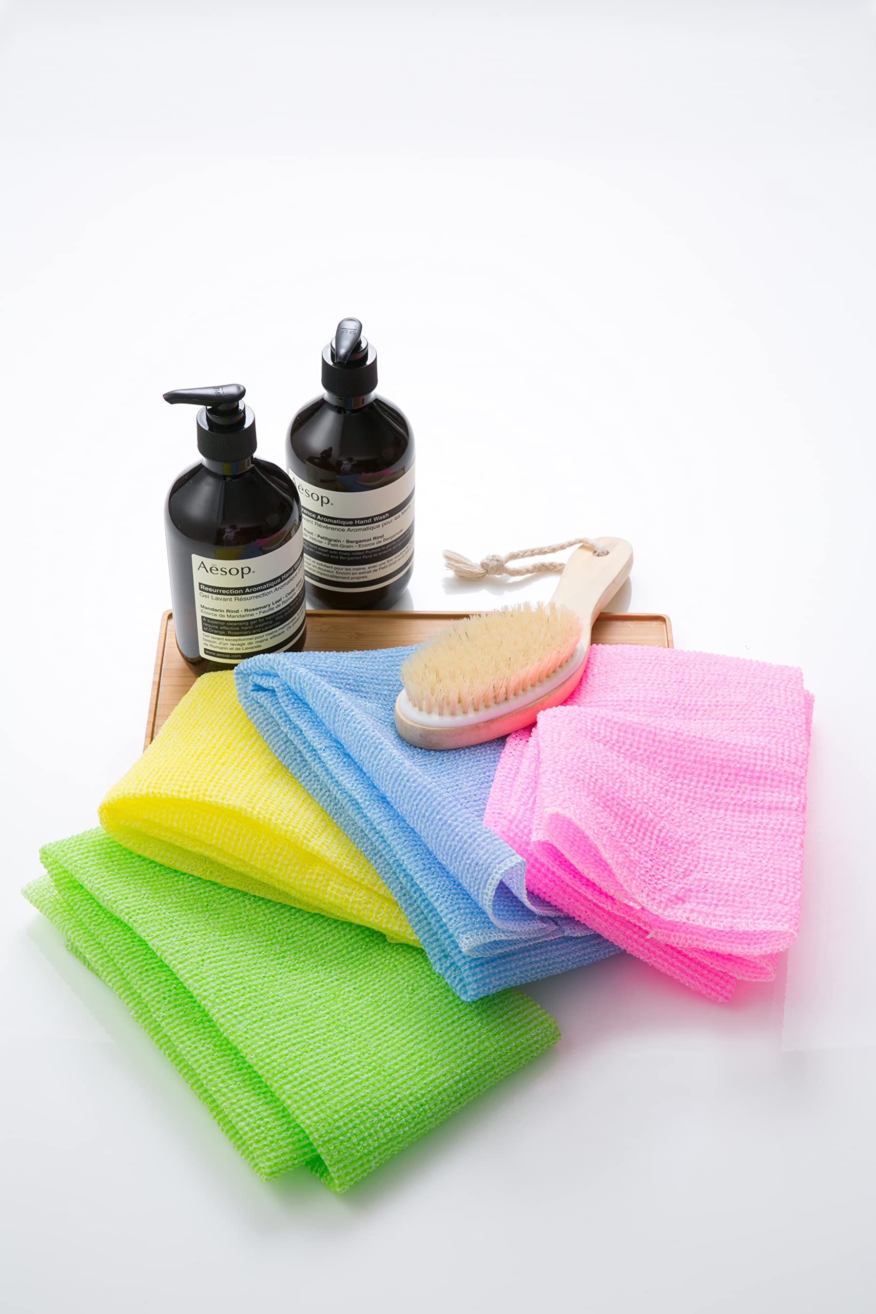 Exfoliating Washcloth Japanese Washcloth Nylon Bath Wash Cloth Korean Exfoliating Cloth Loofah Towel Beauty Washcloth Sponge Loofah Body Scrub Back Scrubber for Shower 4 Pcs by Modu