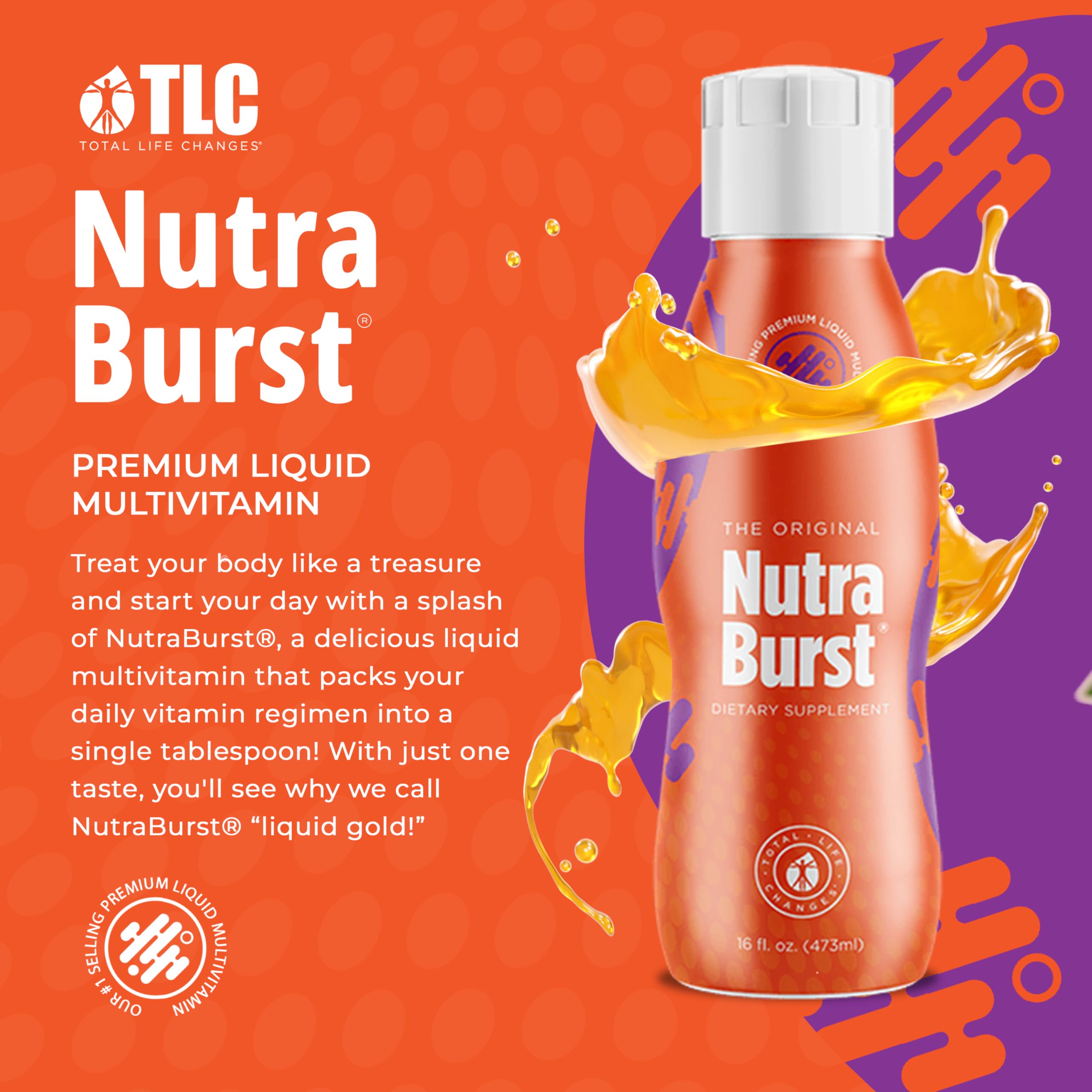 Total Life Changes - NutraBurst - Liquid Multivitamin, Daily Nutritional Support, Packed with Essential Vitamins and Minerals, 16 fl. oz