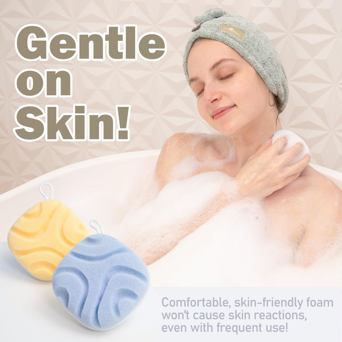 myHomeBody Face Wash Sponges, Facial Scrubber for Cleansing and Exfoliating, Reusable Makeup Remover, Exfoliate Pads, 2 Sides, 2 Textures, 2 Pack