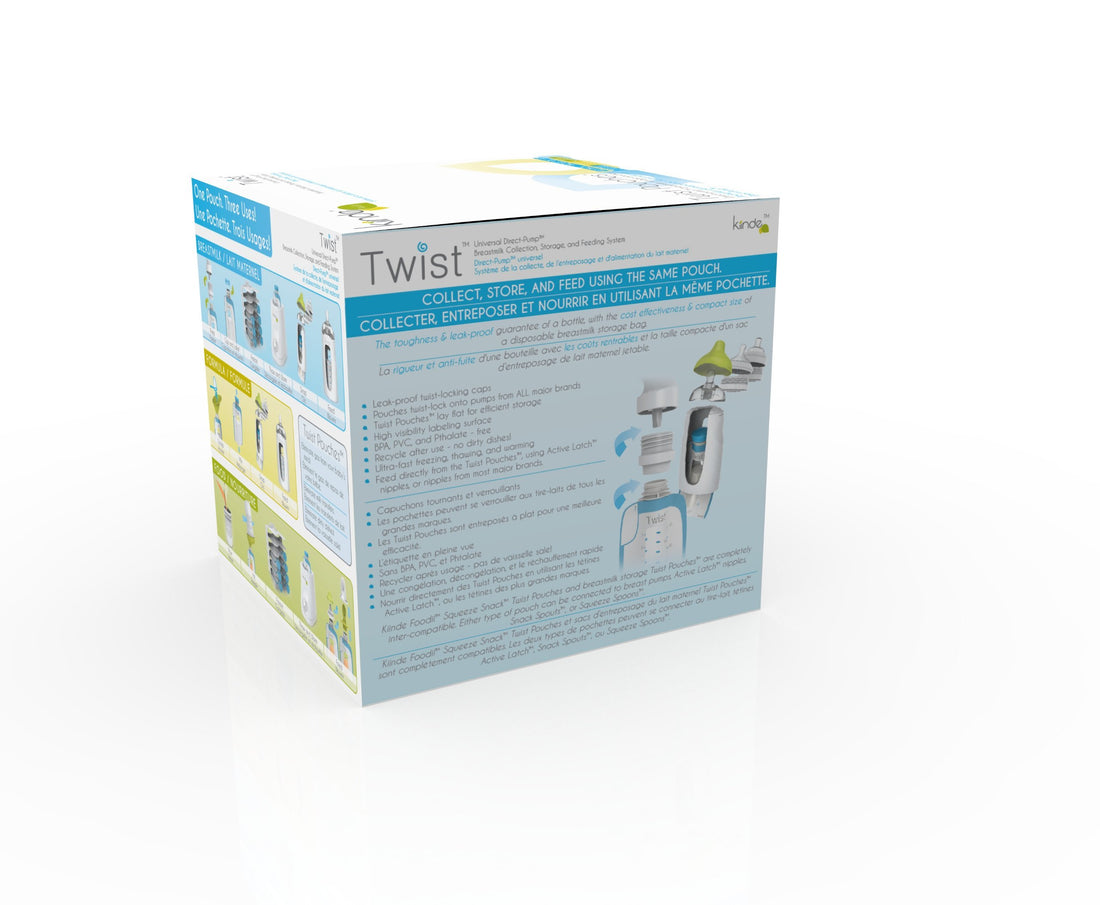 Kiinde Twist Pouch Breast Milk Storage Bags for Pumping, Freezing, and Feeding. Direct pump, direct feed, pre-sterilized, 6 Ounce (Pack of 40)