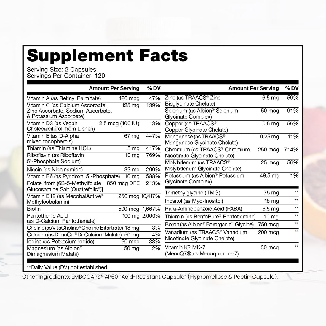Methyl Multi Without Iron Methylated Multivitamin for Men & Women, 120-Day Supply | Methyl B12 & Methylfolate (5-MTHF) for MTHFR Support | Pharma Grade Multivitamin & Multimineral For Health, 240 Caps