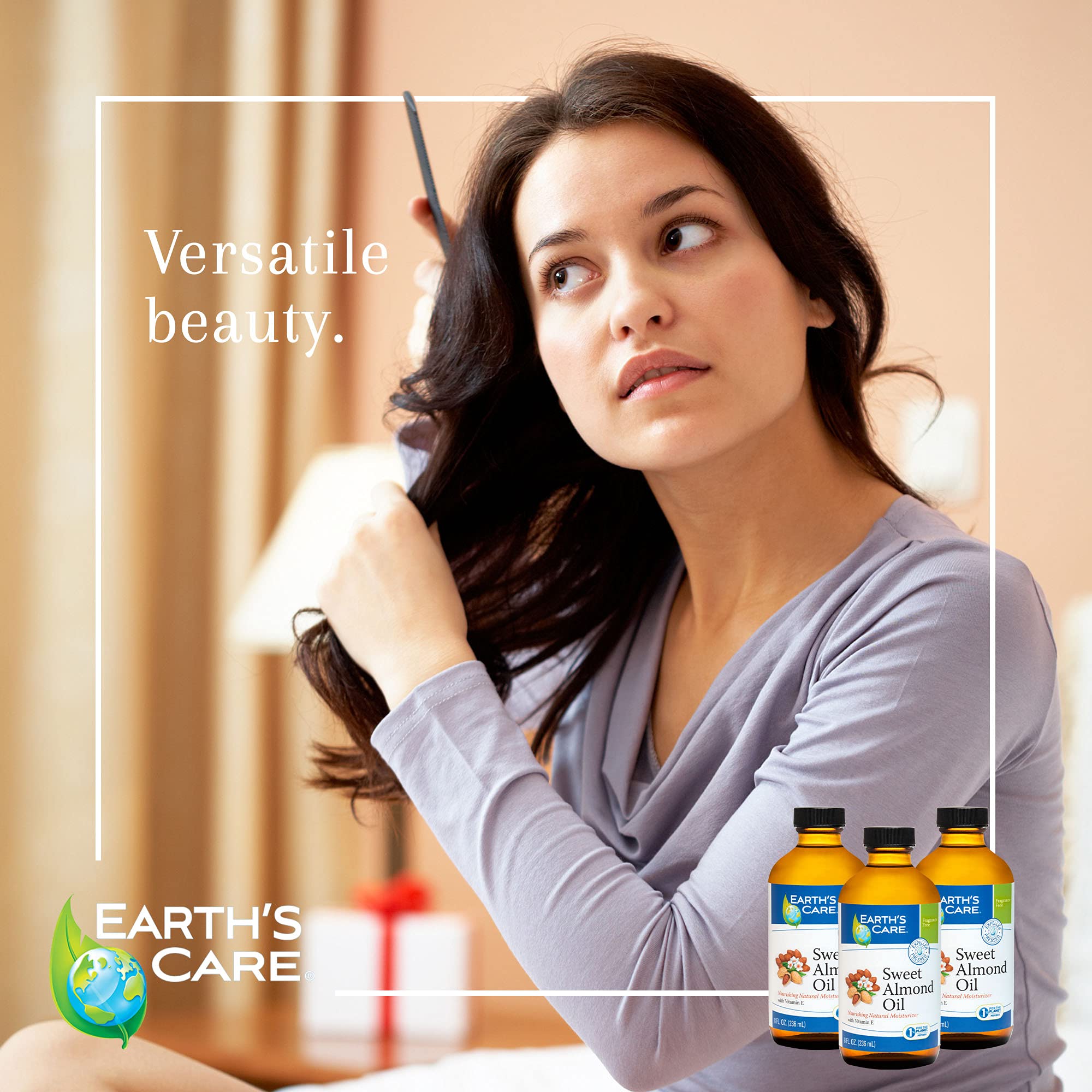 Sweet Almond Oil 100% Pure and Natural, 8 OZ by Earth's Care