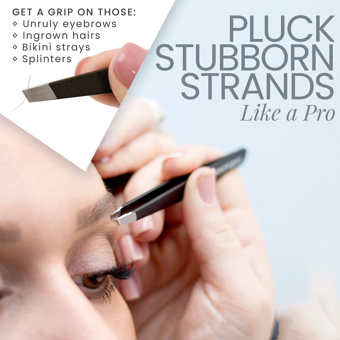 Tweezers Set 5-piece - Tweezer Guru Stainless Steel Slant Tip and Pointed Eyebrow Tweezer Set - Great Precision for Facial Hair, Ingrown Hair, Splinter and Blackhead Remover (Black) (5-Pack)